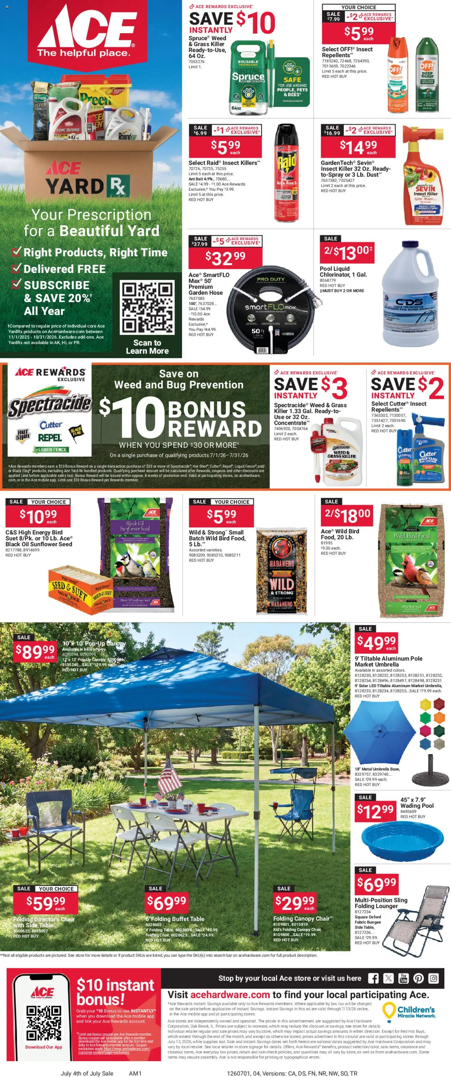ACE Hardware Weekly Ad - valid from 07/01/2026 | Page: 4 | Products: Safe, Oil, Water, Umbrella