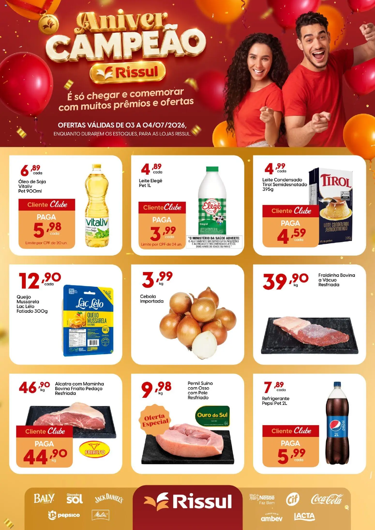 Rissul Folheto - válido de 03/07/2026 | Página: 1 | Produtos: Maminha, Pernil, Queijo, Óleo