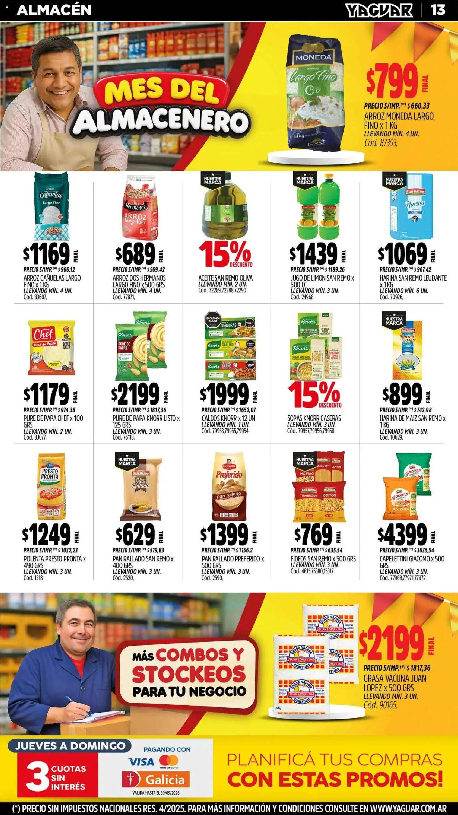 Yaguar - Oferta Semanal Mendoza │ válido desde el 31/08/2026 | Página: 13 | Productos: Papa, Tomate, Fideos, Puré