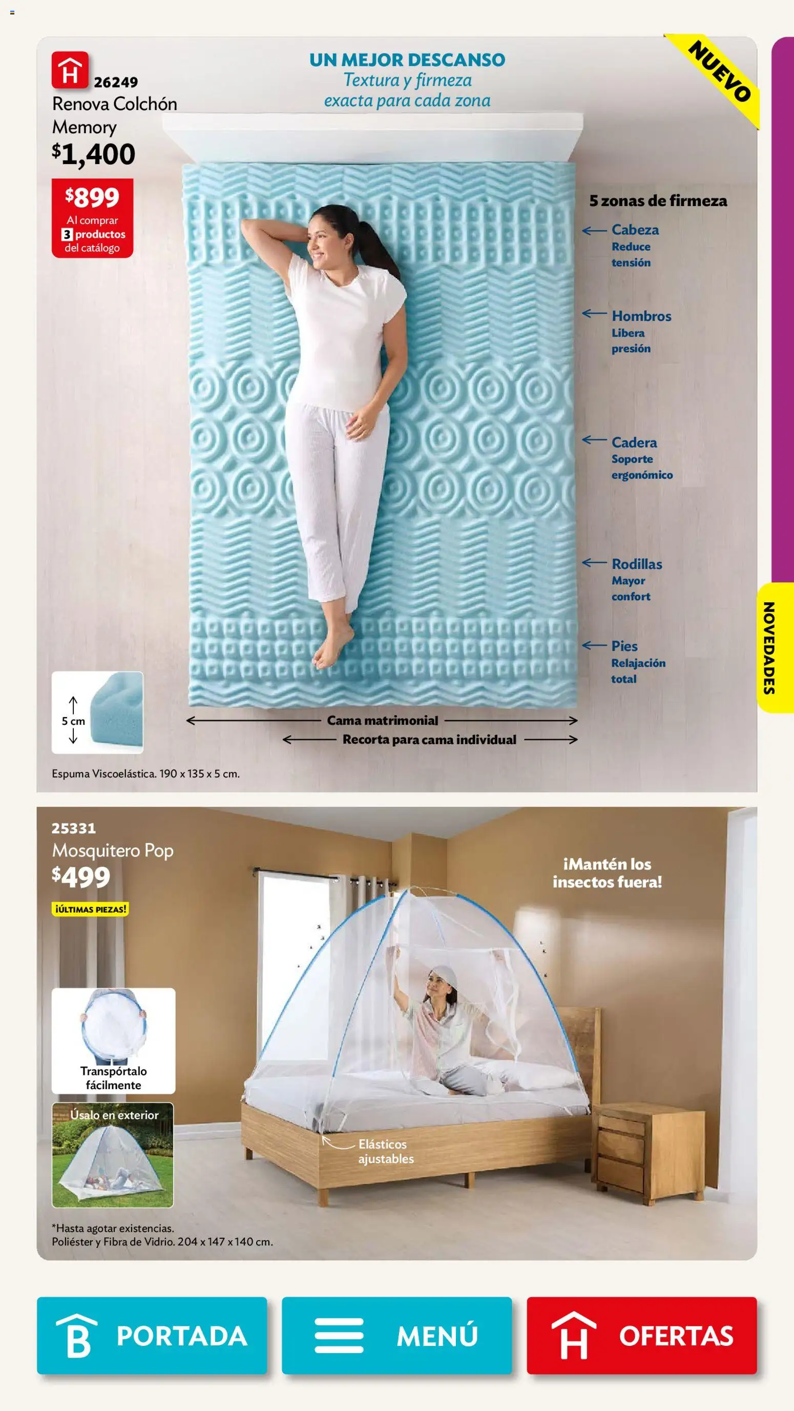 Nuevas ofertas de Betterware válidas en toda la República Mexicana desde el 31/08/2026. ¡Encuentra las mejores ofertas en Betterware campaña 9 2026! | Página: 61 | Productos: Mosquitero, Espuma, Cama, Colchón