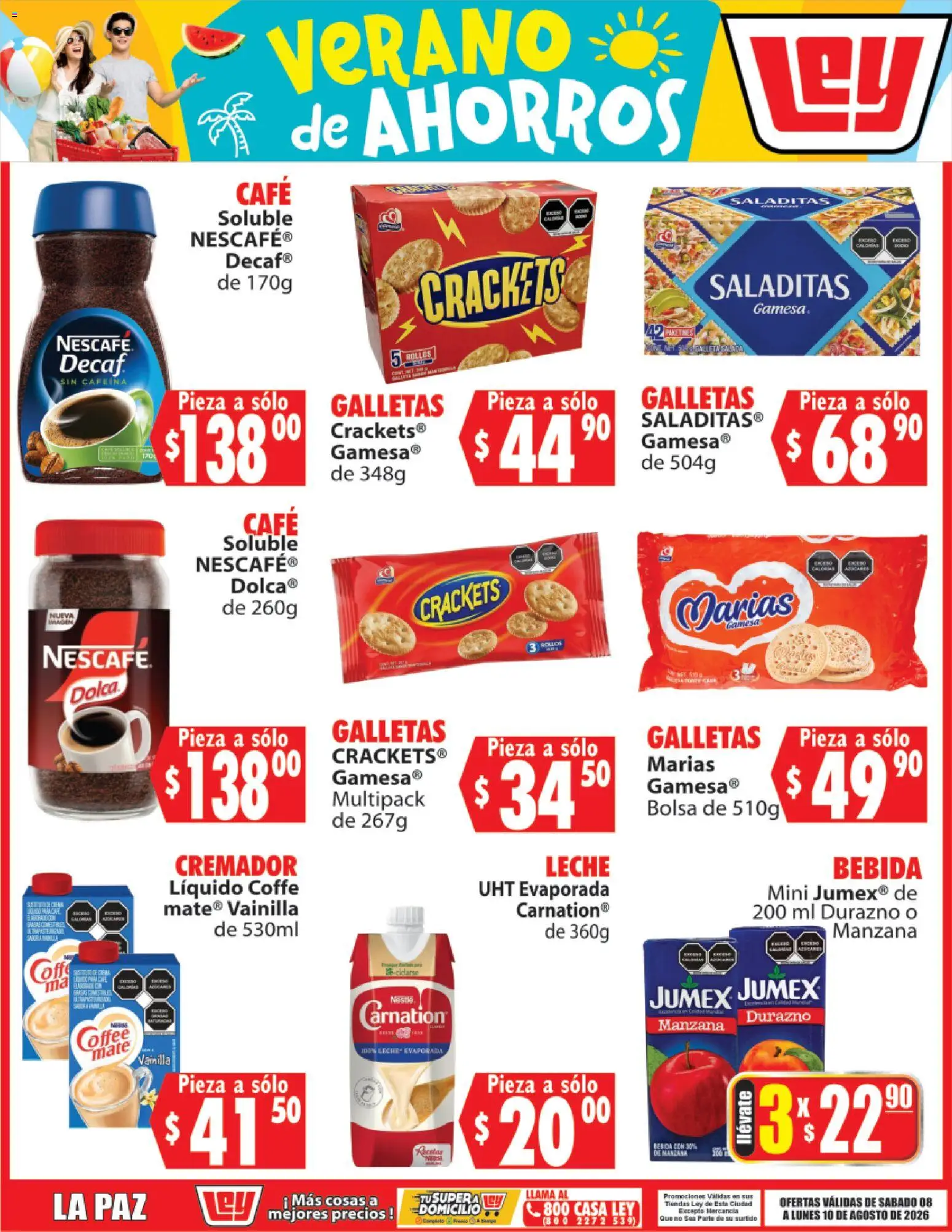 Nuevas ofertas de Casa Ley válidas en toda la República Mexicana desde el 08/08/2026. ¡Encuentra las mejores ofertas en Casa Ley folleto Verano de ahorros! | Página: 2 | Productos: Café soluble, Manzana, Galletas, Mate