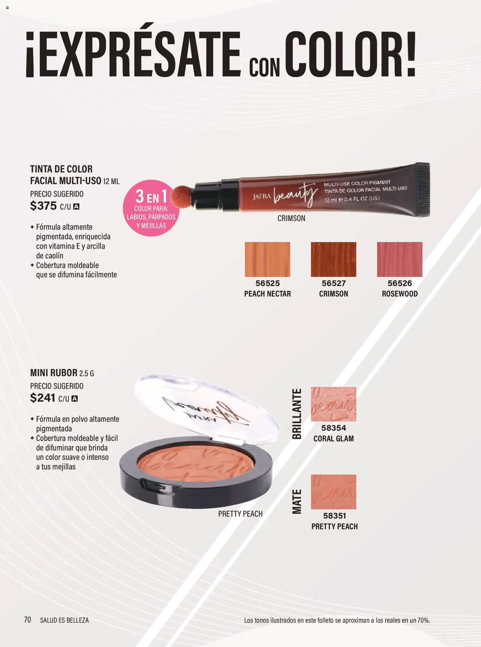 Nuevas ofertas de JAFRA válidas en toda la República Mexicana desde el 01/07/2026. ¡Encuentra las mejores ofertas en JAFRA catálogo Organizador de Ventas! | Página: 70 | Productos: Mate, Polvo, Rubor, Jarra