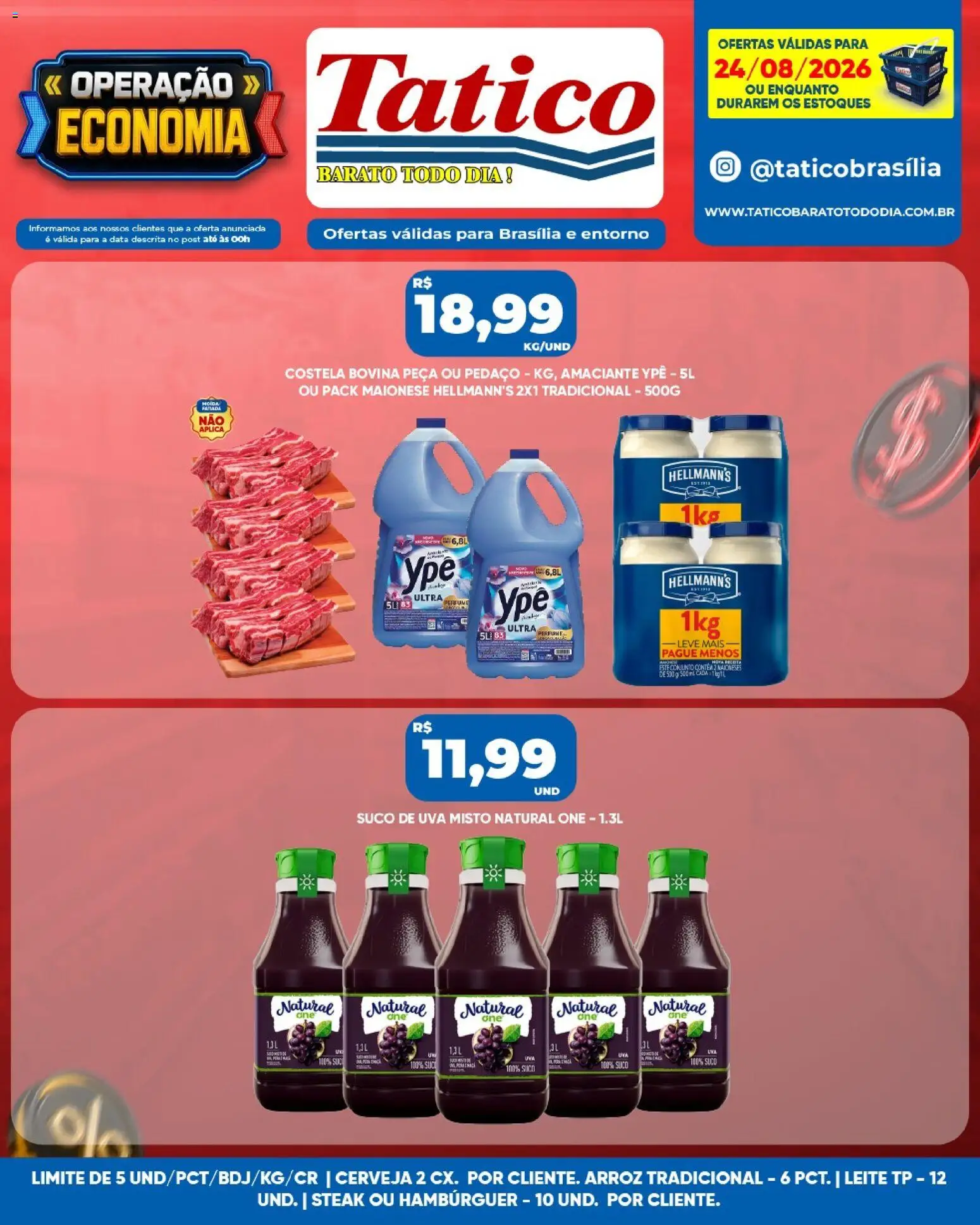 Tatico Folheto - válido de 25/08/2026 | Página: 28 | Produtos: Uva, Arroz, Maionese, Amaciante