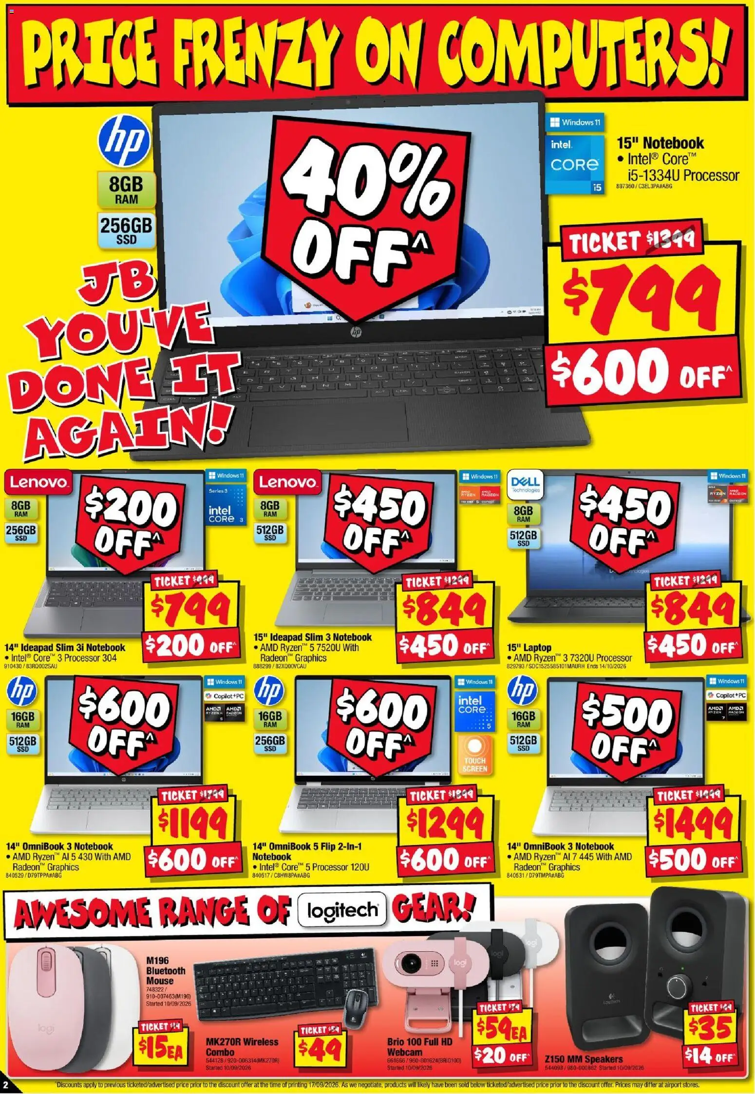 JB Hi-Fi catalogue - valid from 24/09/2026 | Page: 2 | Products: Notebook, Laptop, Webcam, Screen