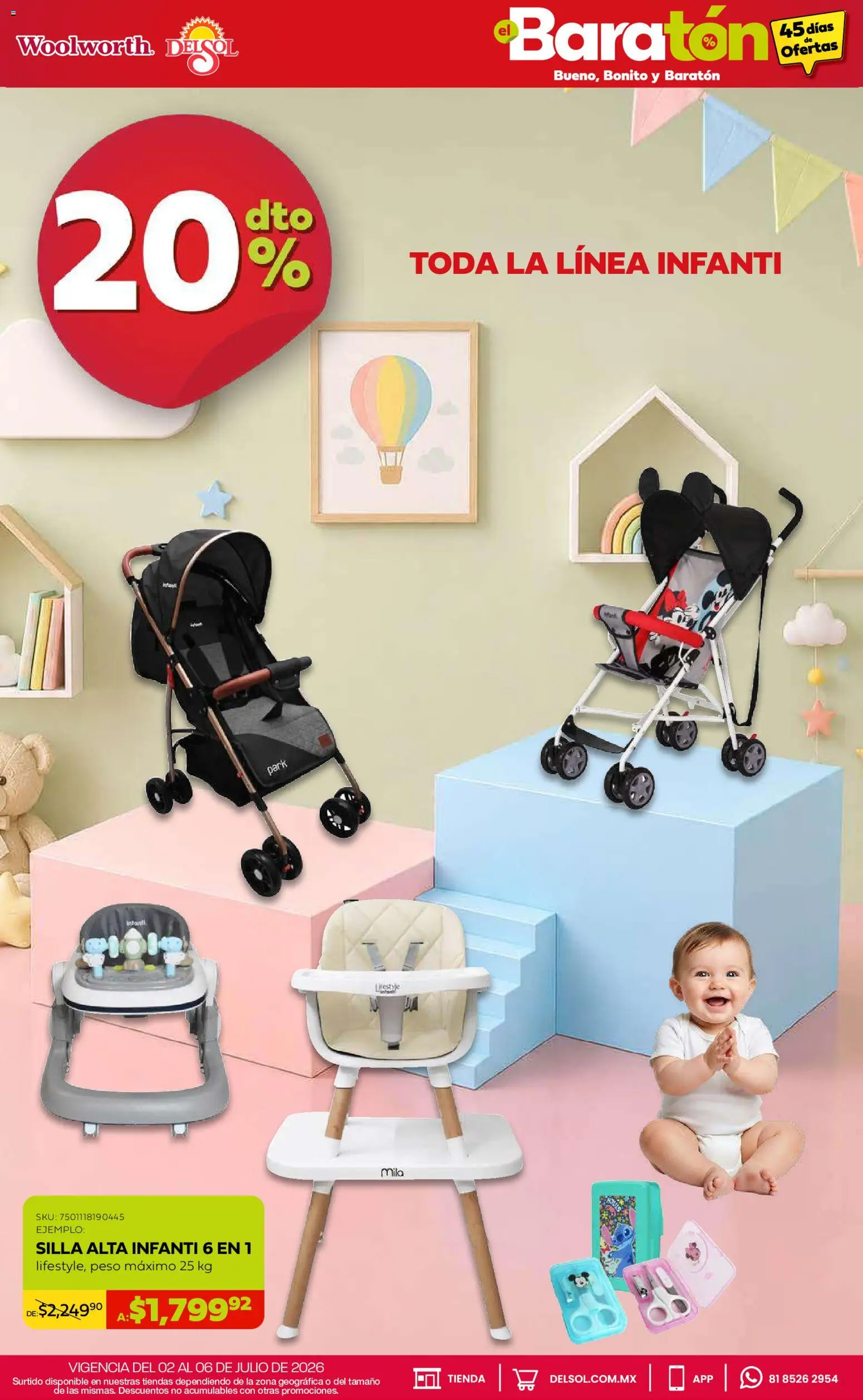 Nuevas ofertas de Del Sol y Woolworth válidas en toda la República Mexicana desde el 02/07/2026. ¡Encuentra las mejores ofertas en Del Sol y Woolworth catálogo Bueno, Bonito y Baratón! | Página: 15 | Productos: Silla