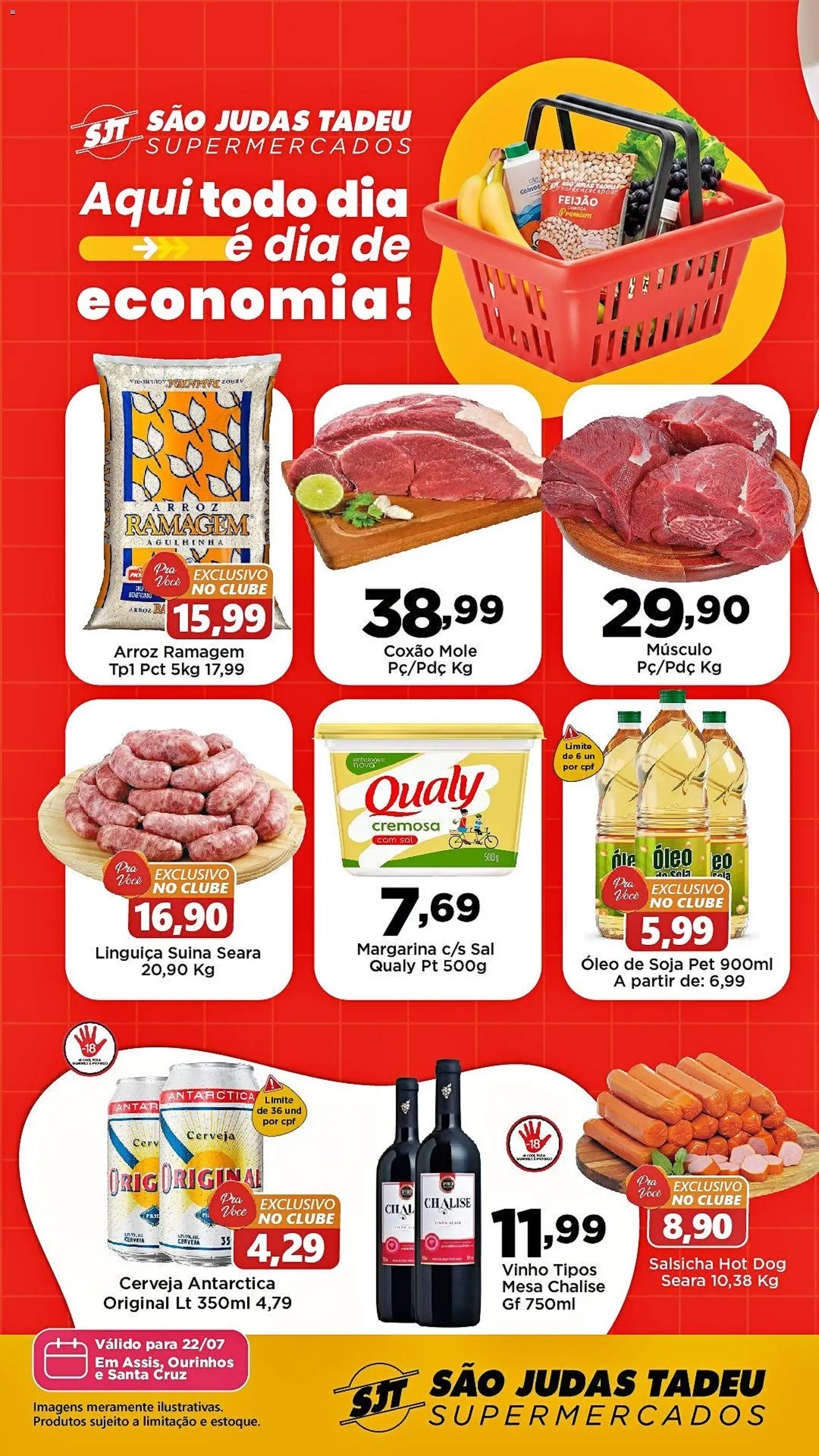 São Judas Tadeu Folheto - válido de 22/07/2026 | Página: 1 | Produtos: Salsicha, Mesa, Sal, Soja