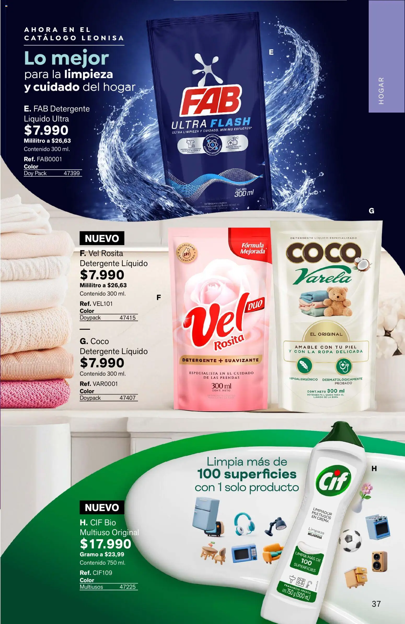 Leonisa revista - valida desde el 15.05.2026 | Página: 37 | Productos: Suavizante, Limpiador, Fragancia, Detergente