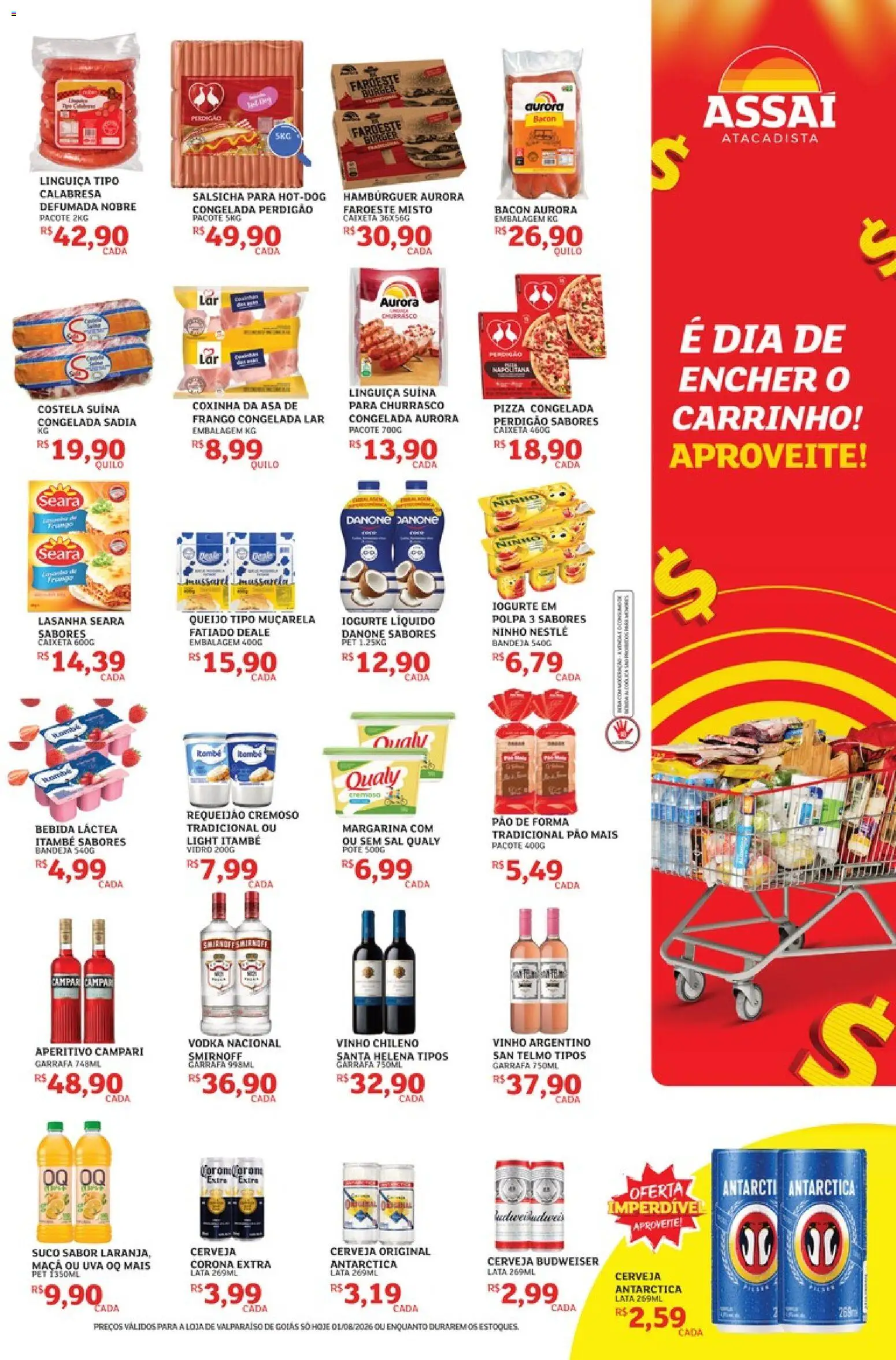Assaí Atacadista Folheto - válido de 01/08/2026 | Página: 3 | Produtos: Vinho, Cerveja, Lasanha, Sal