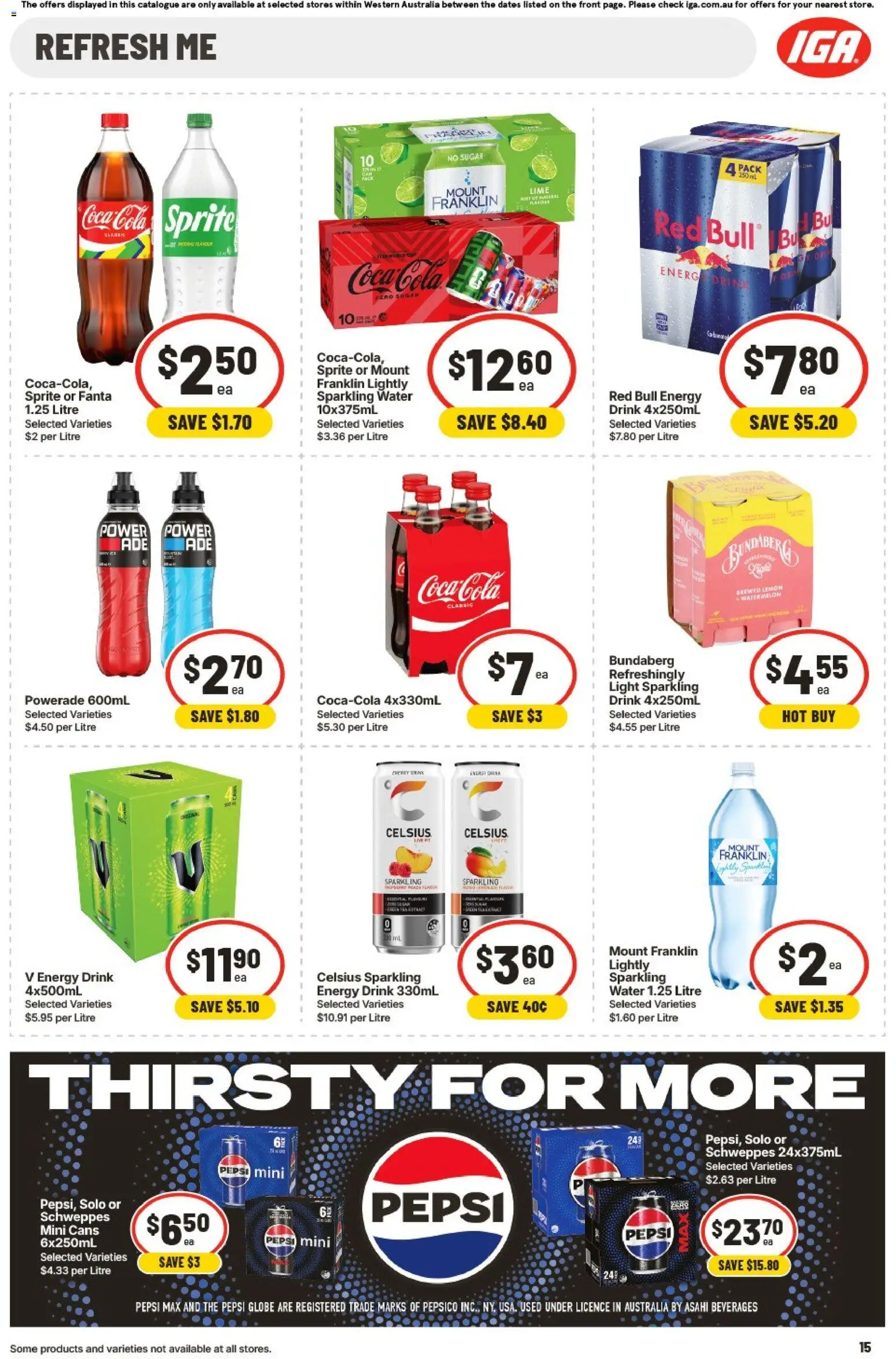 IGA catalogue - valid from 01/07/2026 | Page: 15 | Products: Light, Sugar, Lime, Pepsi Max