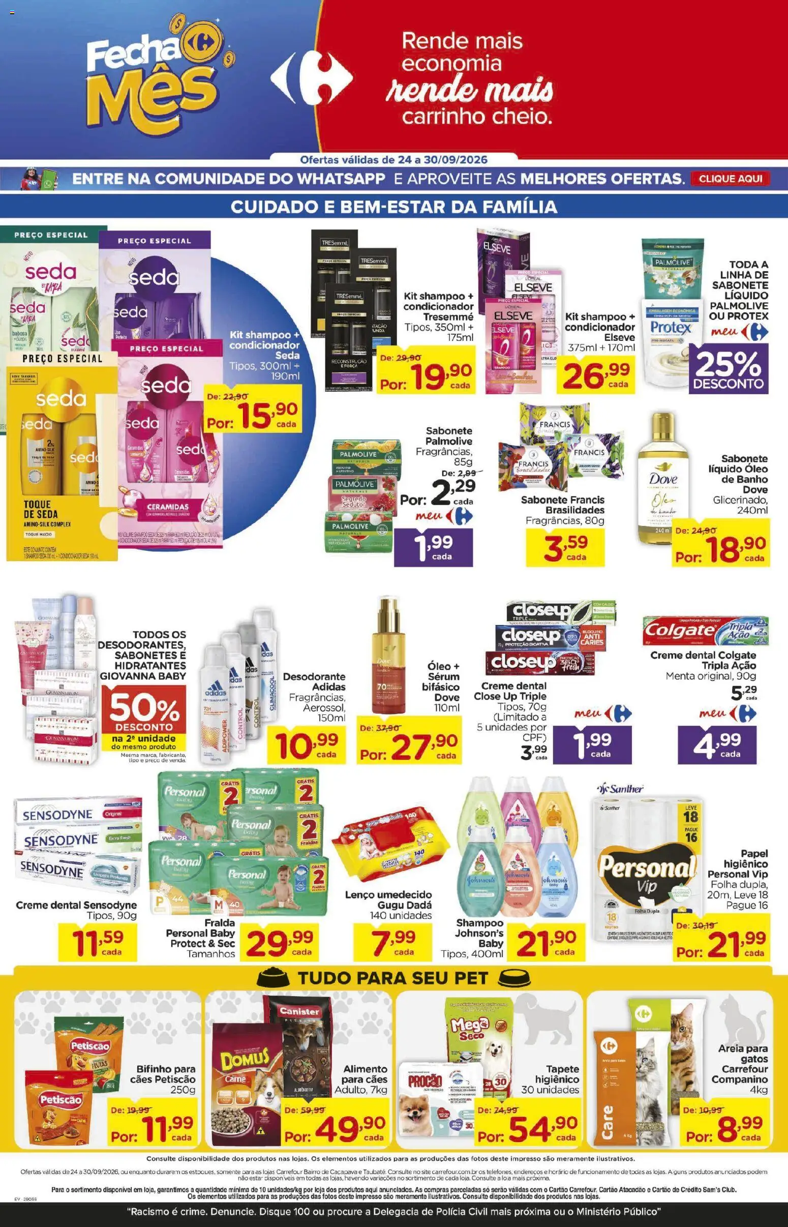Carrefour Bairro Folheto - válido de 24/09/2026 | Página: 8 | Produtos: Shampoo, Desodorante, Lenço, Sabonete