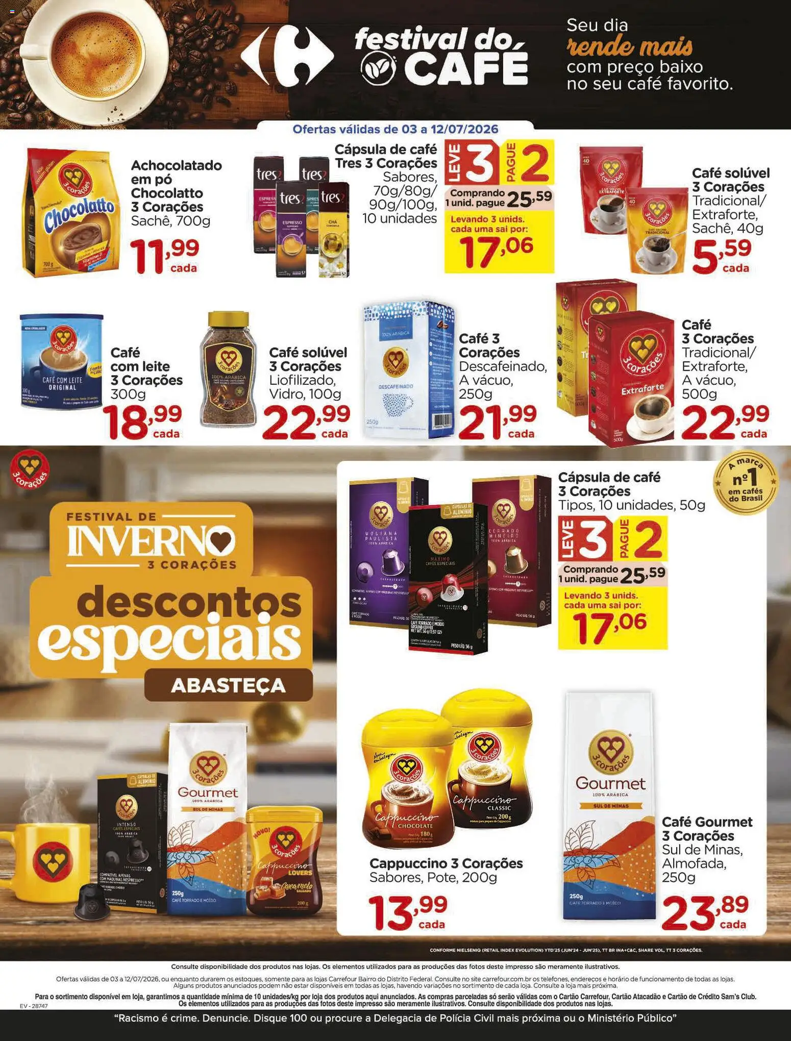 Carrefour Bairro Folheto - válido de 03/07/2026 | Página: 3 | Produtos: Cápsula de café, Achocolatado, Chocolate, Café solúvel