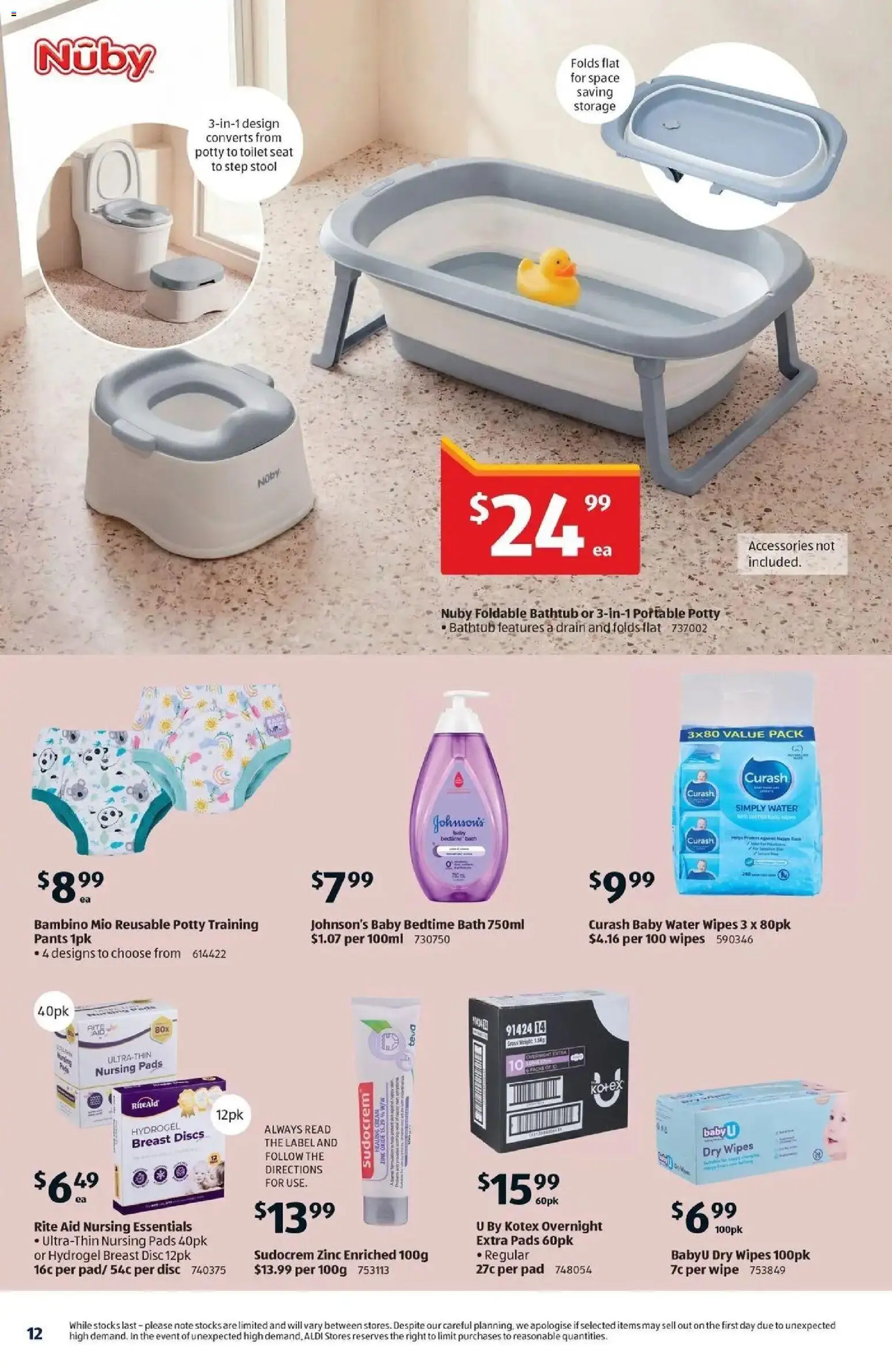 Aldi catalogue - valid from 01/07/2026 | Page: 12 | Products: Toilet, Pants, Portable, Bathtub