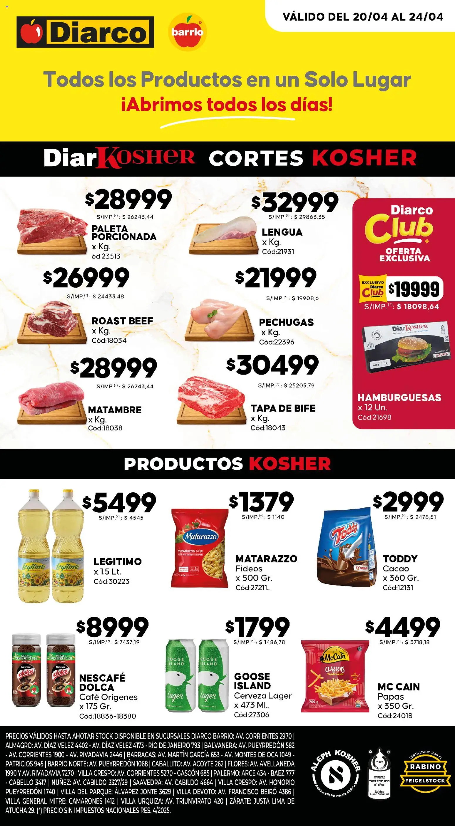 Diarco - Ofertas Kosher │ válido desde el 20.04.2026 | Página: 1 | Productos: Lima, Paleta, General, Cacao