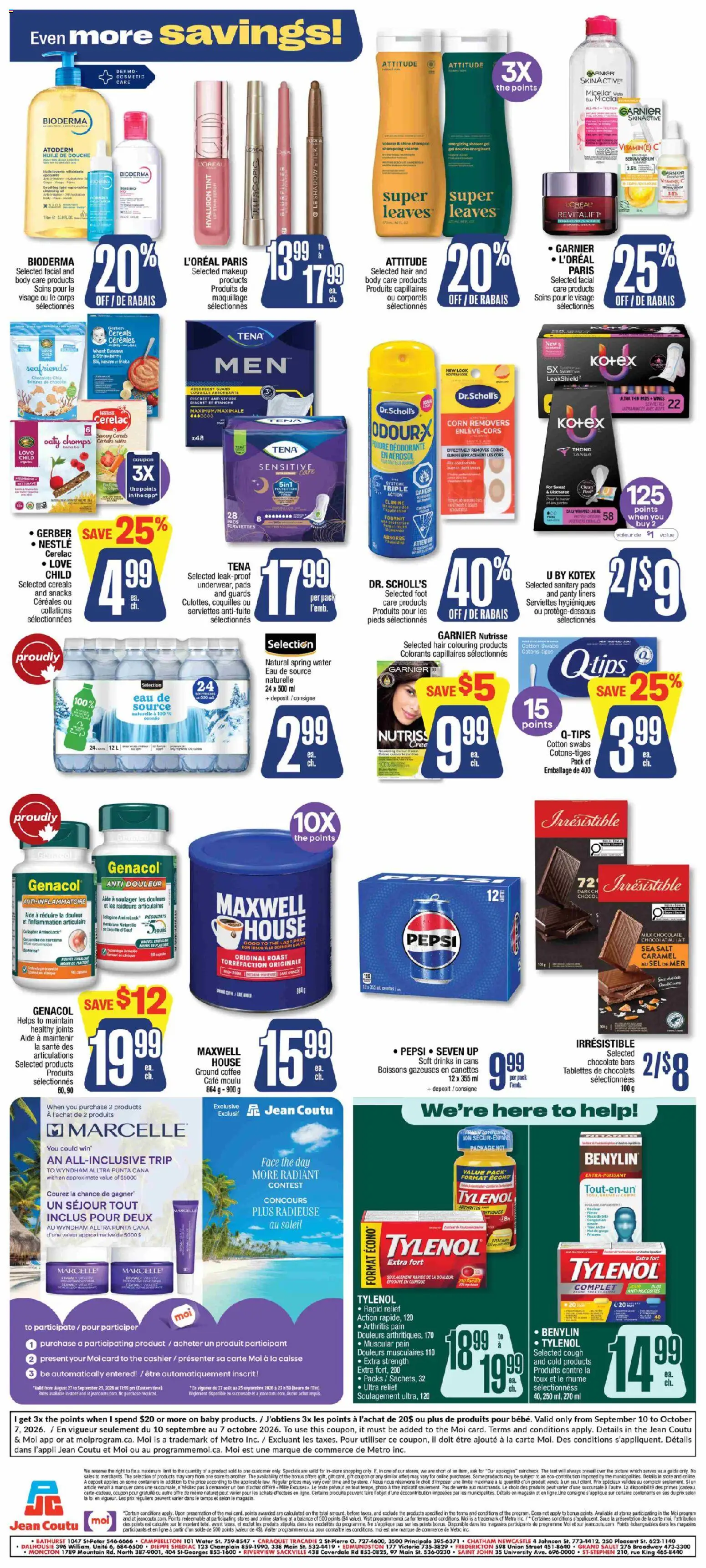 Jean Coutu flyer valid from Sep 10, 2026 | Page: 3 | Products: Roast, Shower, Snacks, Chocolate