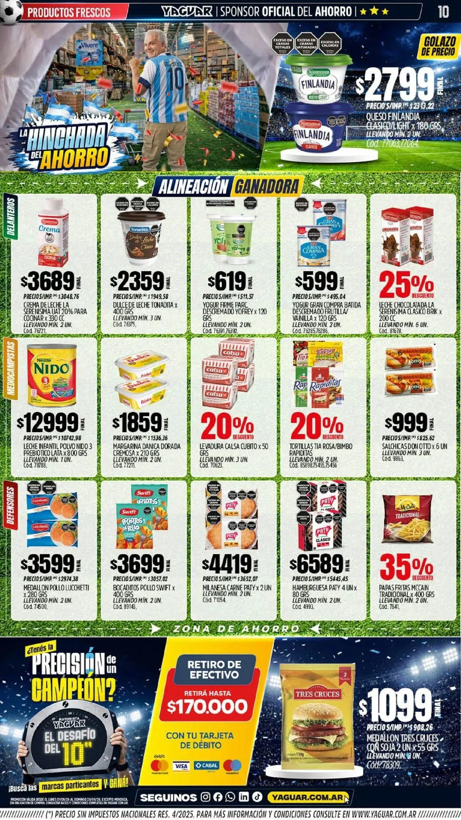 Yaguar - Oferta Semanal Santa Fé │ válido desde el 01.06.2026 | Página: 10 | Productos: Pollo, Milanesa, Crema de leche, Leche