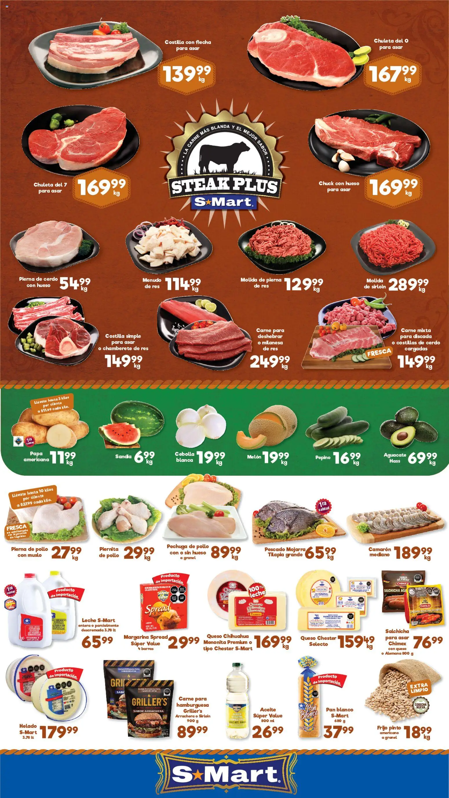 Nuevas ofertas de S-Mart válidas en toda la República Mexicana desde el 03/07/2026. ¡Encuentra las mejores ofertas en S-Mart folleto Juárez! | Página: 1 | Productos: Sandía, Salchicha, Leche, Pan