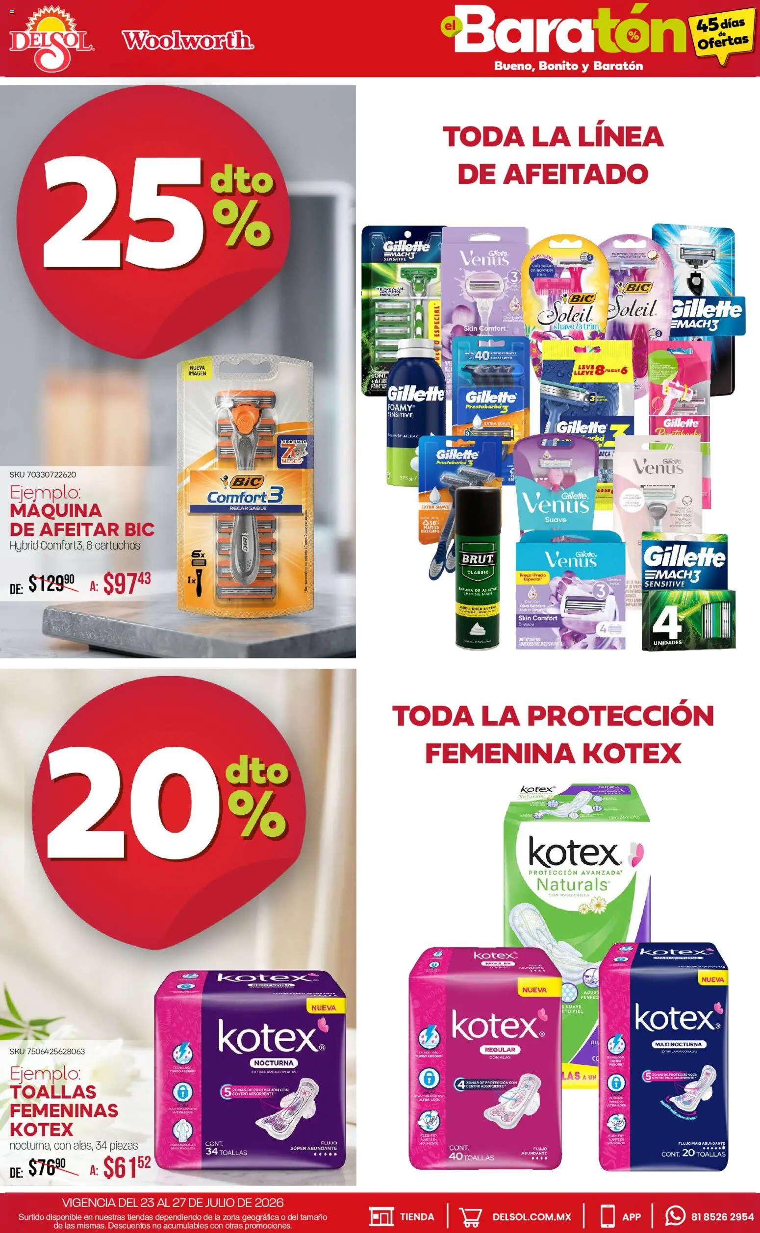Nuevas ofertas de Del Sol y Woolworth válidas en toda la República Mexicana desde el 23/07/2026. ¡Encuentra las mejores ofertas en Del Sol y Woolworth catálogo Bueno, Bonito y Baratón! | Página: 14
