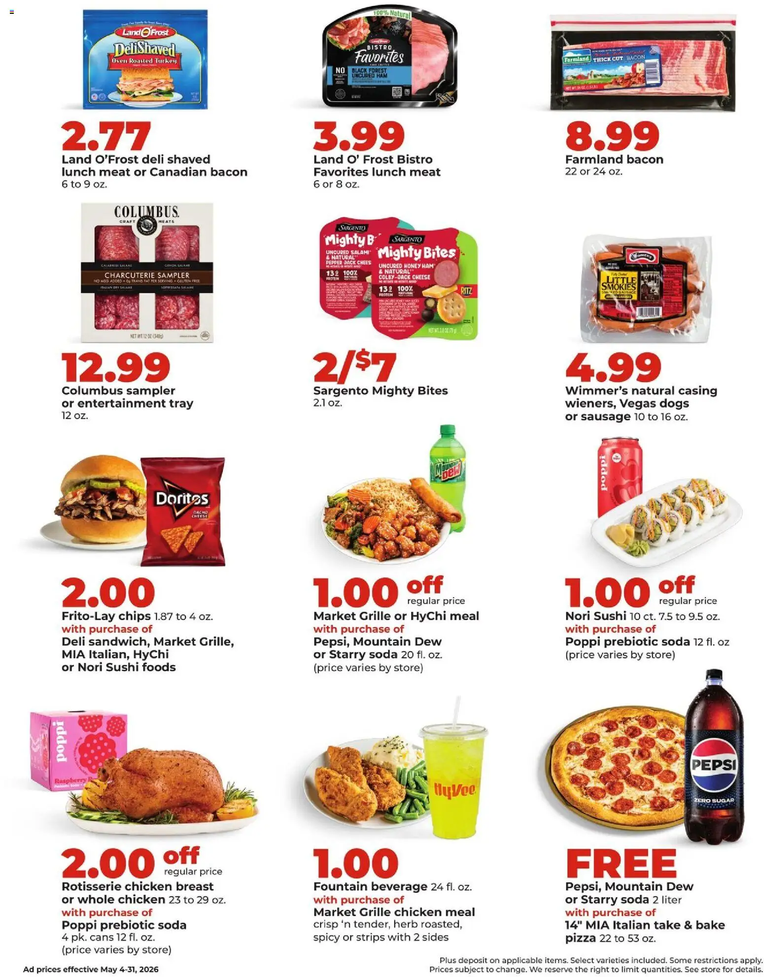 HyVee Monthly Ad - valid from 04.05.2026 | Page: 15 | Products: Cheese, Ham, Pizza, Sausage