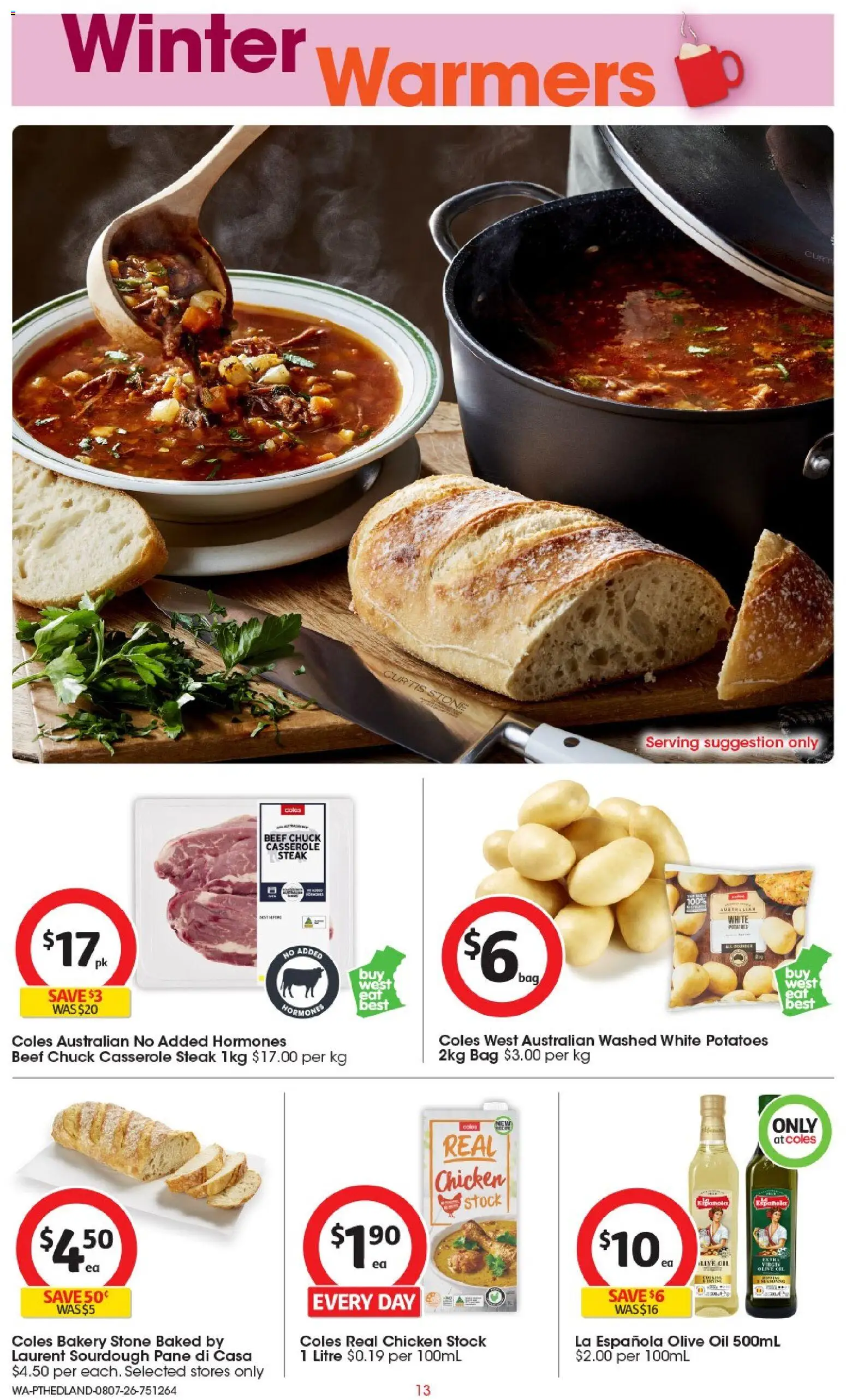Coles catalogue - valid from 08/07/2026 | Page: 13 | Products: Oil, Olive oil, Potatoes, Bag