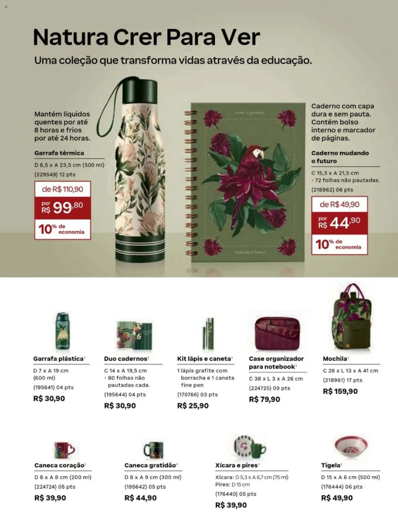 Natura Folheto - válido de 19/07/2026 | Página: 162 | Produtos: Lápis, Garrafa térmica, Caneca, Caderno
