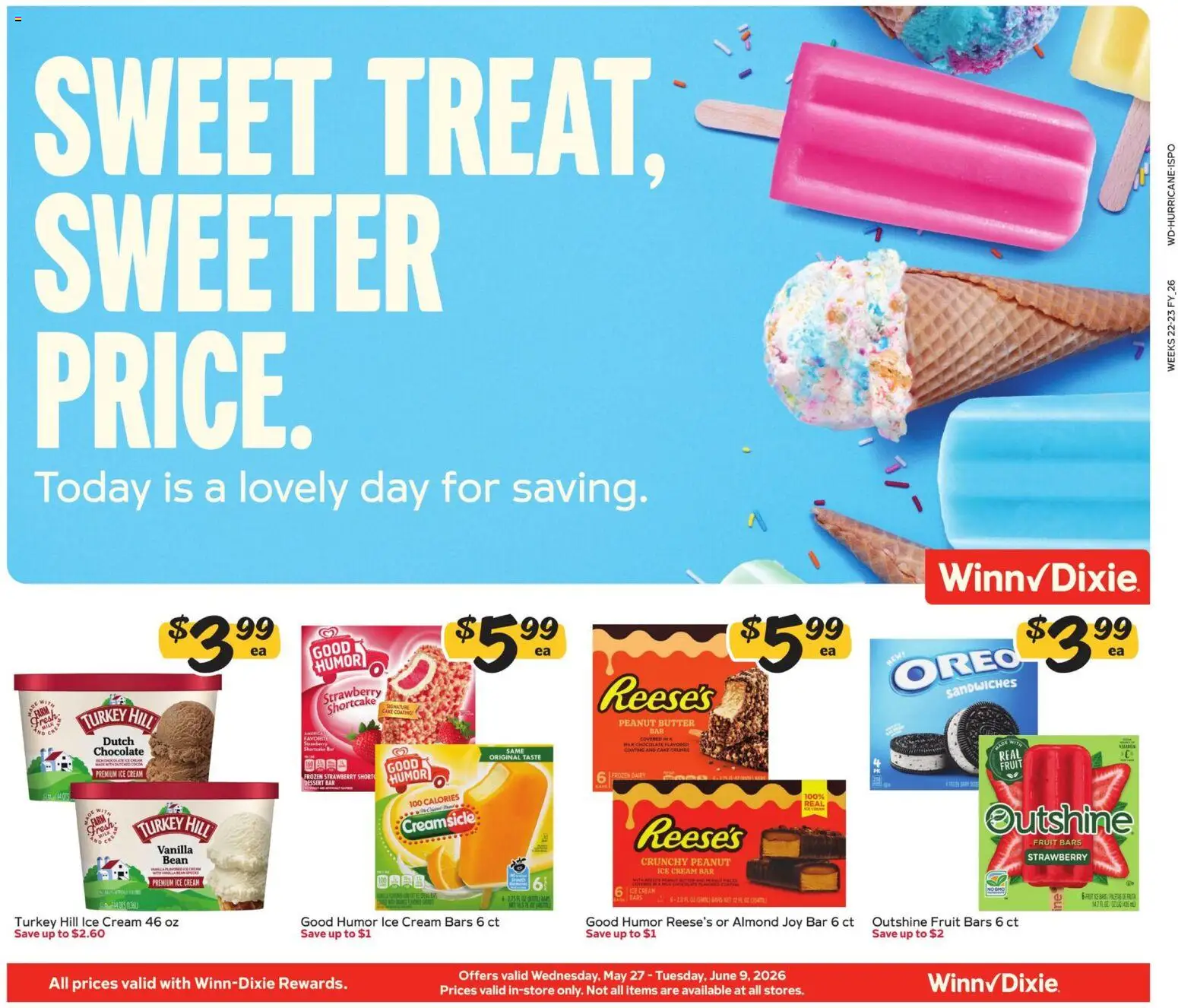 Winn Dixie Ad - valid from 27.05.2026 | Page: 8 | Products: Milk, Butter, Cream, Ice cream