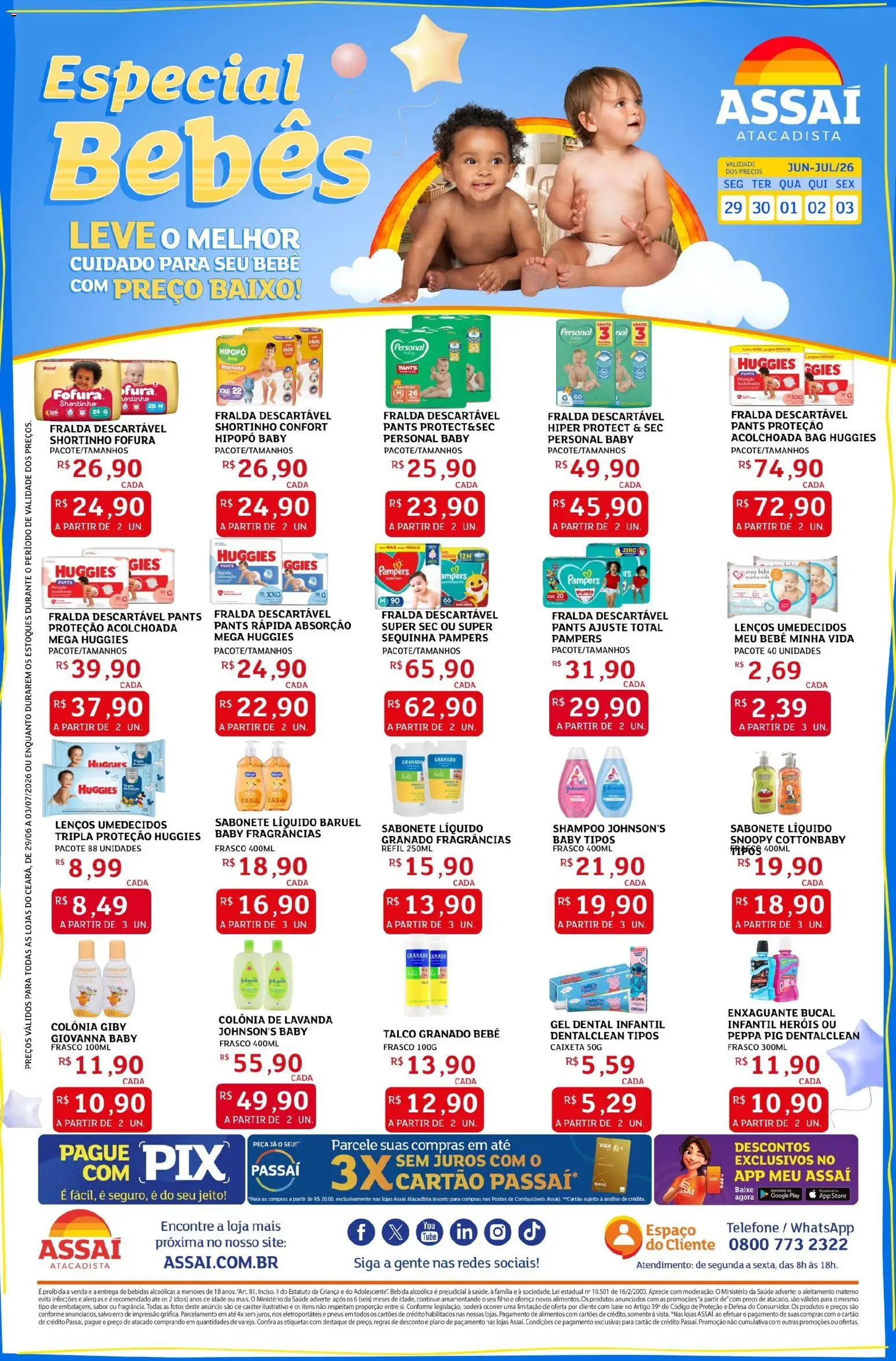 Assaí Atacadista Folheto - válido de 29/06/2026 | Página: 1 | Produtos: Shampoo, Talco, Pneus, Base