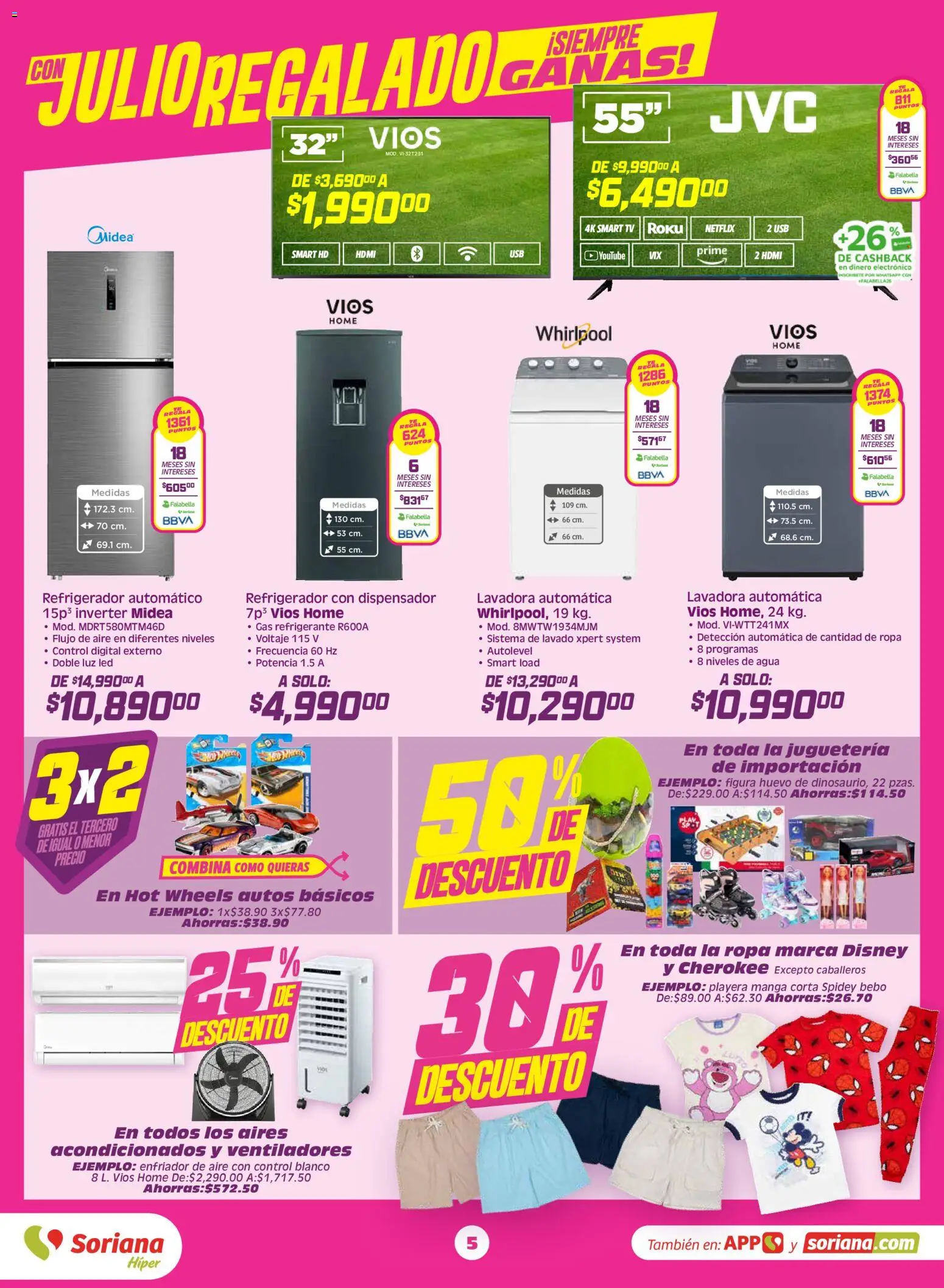 Nuevas ofertas de Soriana válidas en toda la República Mexicana desde el 19.06.2026. ¡Encuentra las mejores ofertas en Soriana Julio Regalado Híper Nacional! | Página: 5