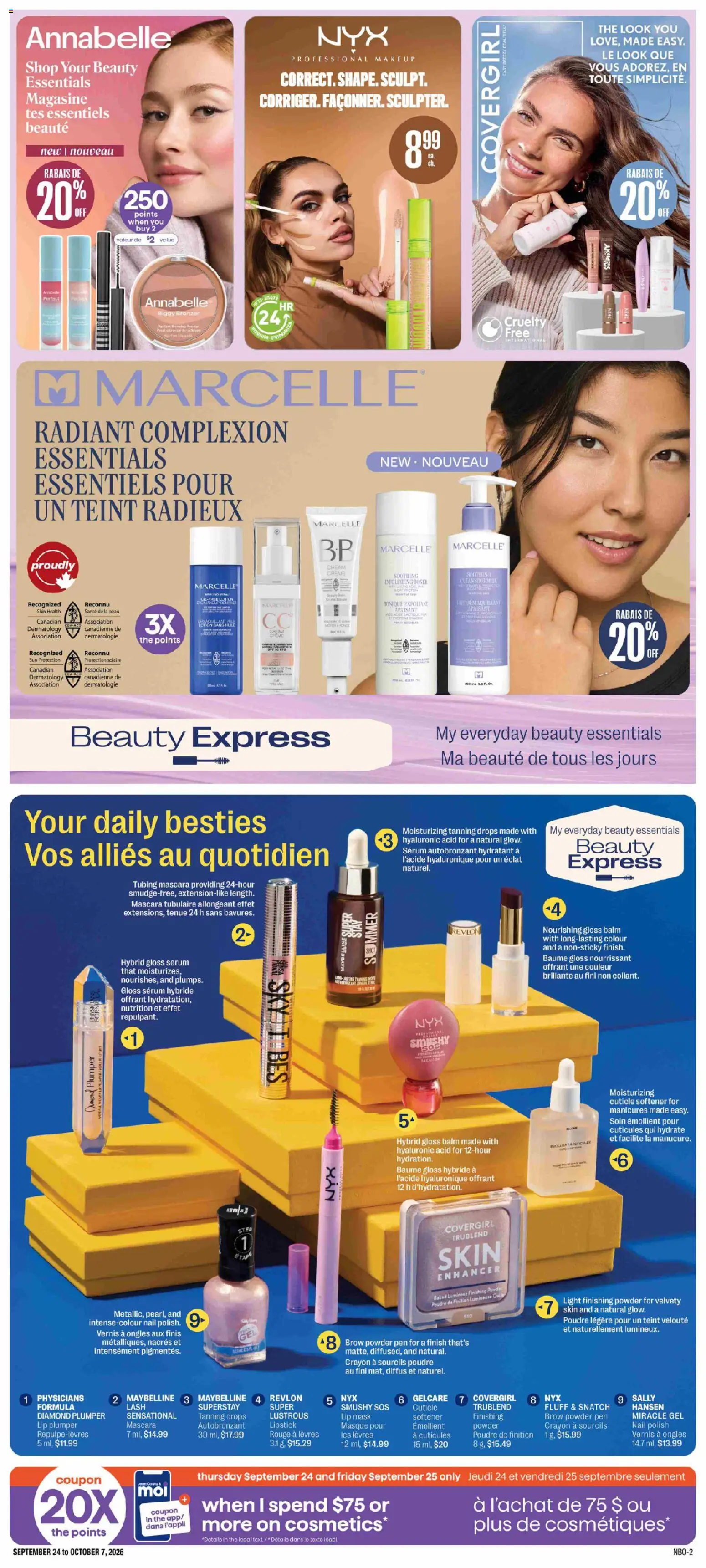 Jean Coutu flyer valid from Sep 24, 2026 | Page: 2 | Products: Cream, Bronzer, Lipstick, Milk