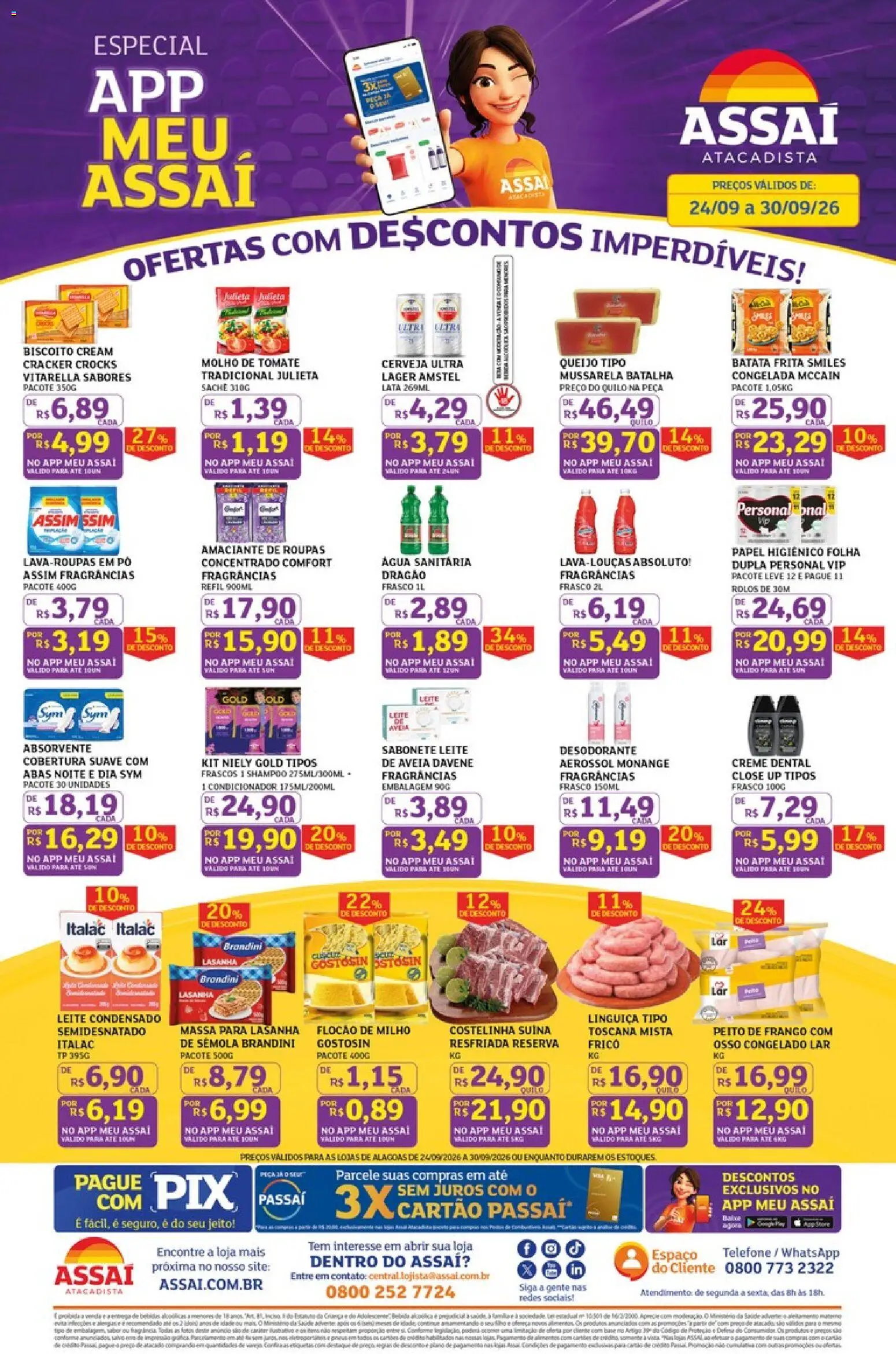 Assaí Atacadista Folheto - válido de 24/09/2026 | Página: 1 | Produtos: Molho de tomate, Frango, Creme dental, Amaciante