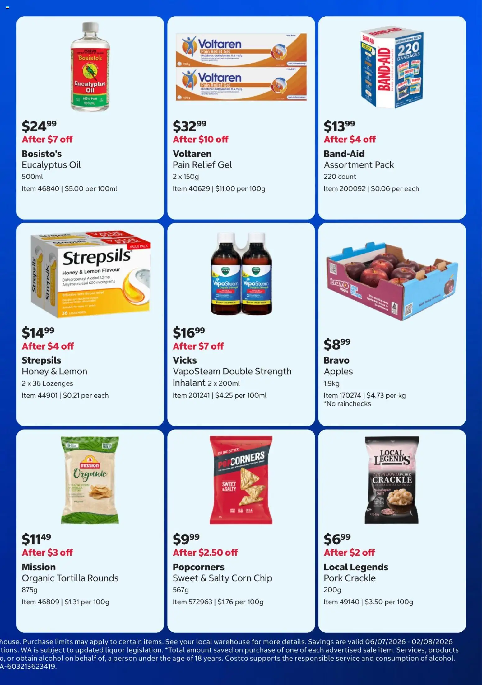 Costco catalogue - valid from 06/07/2026 | Page: 7 | Products: Honey, Apples, Salt, Pain relief