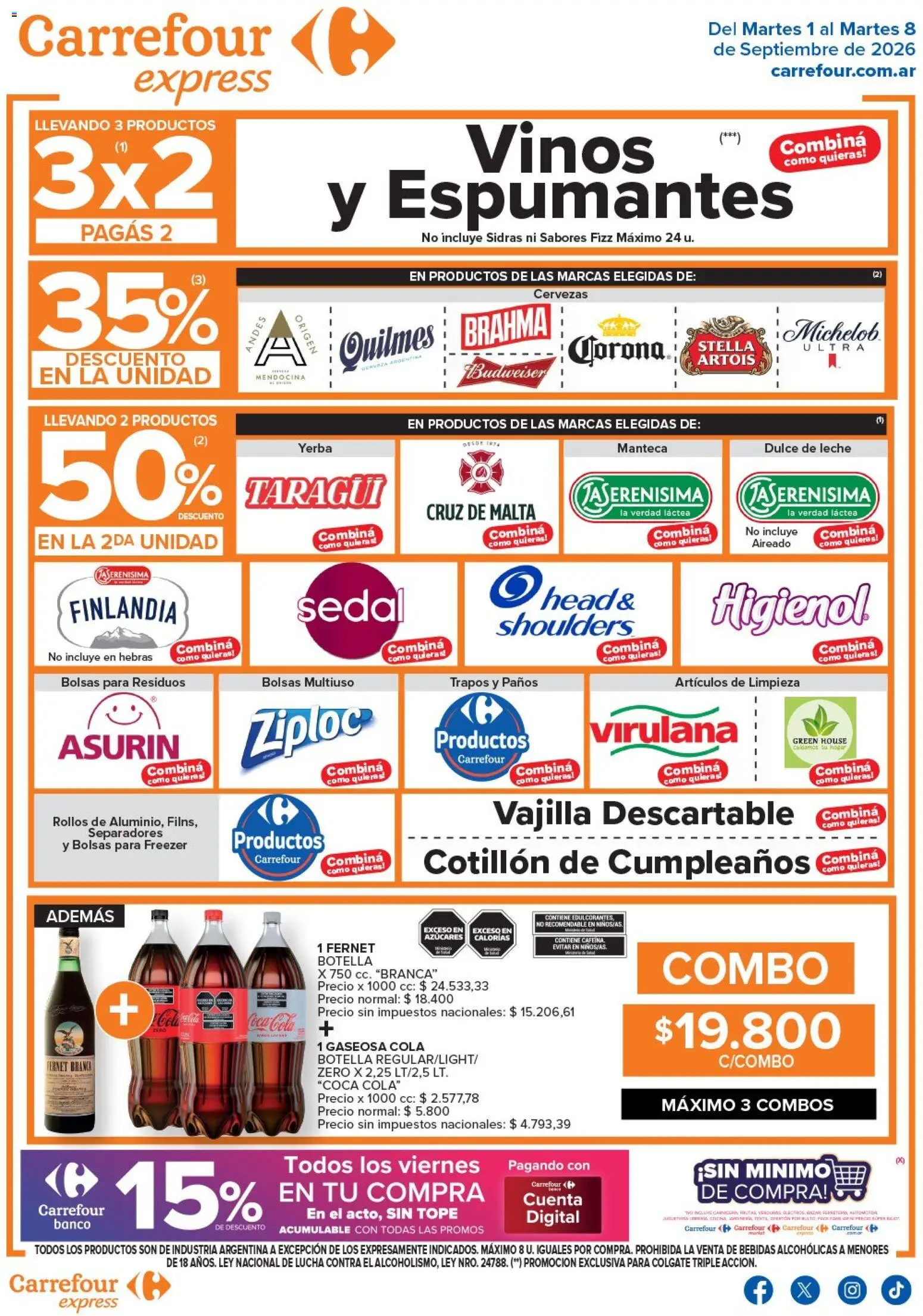 Carrefour Express - Ofertas │ válido desde el 01/09/2026 | Página: 2 | Productos: Vajilla, Bebidas, Fernet, Freezer