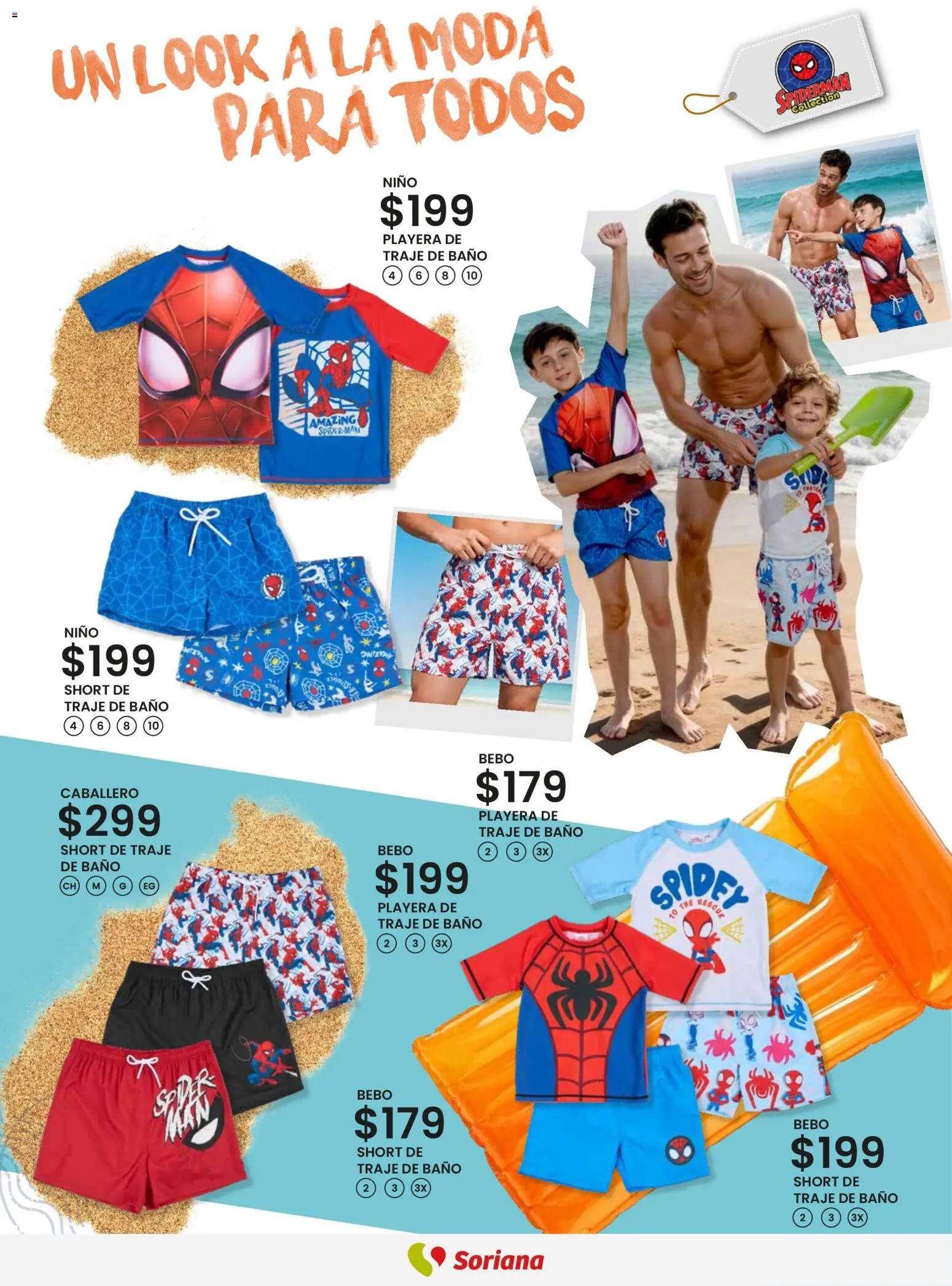 Nuevas ofertas de Soriana válidas en toda la República Mexicana desde el 12.03.2026. ¡Encuentra las mejores ofertas en Soriana - Catálogo Primavera Verano Híper Nacional! | Página: 8 | Productos: Traje, Playera, Traje de baño, Short