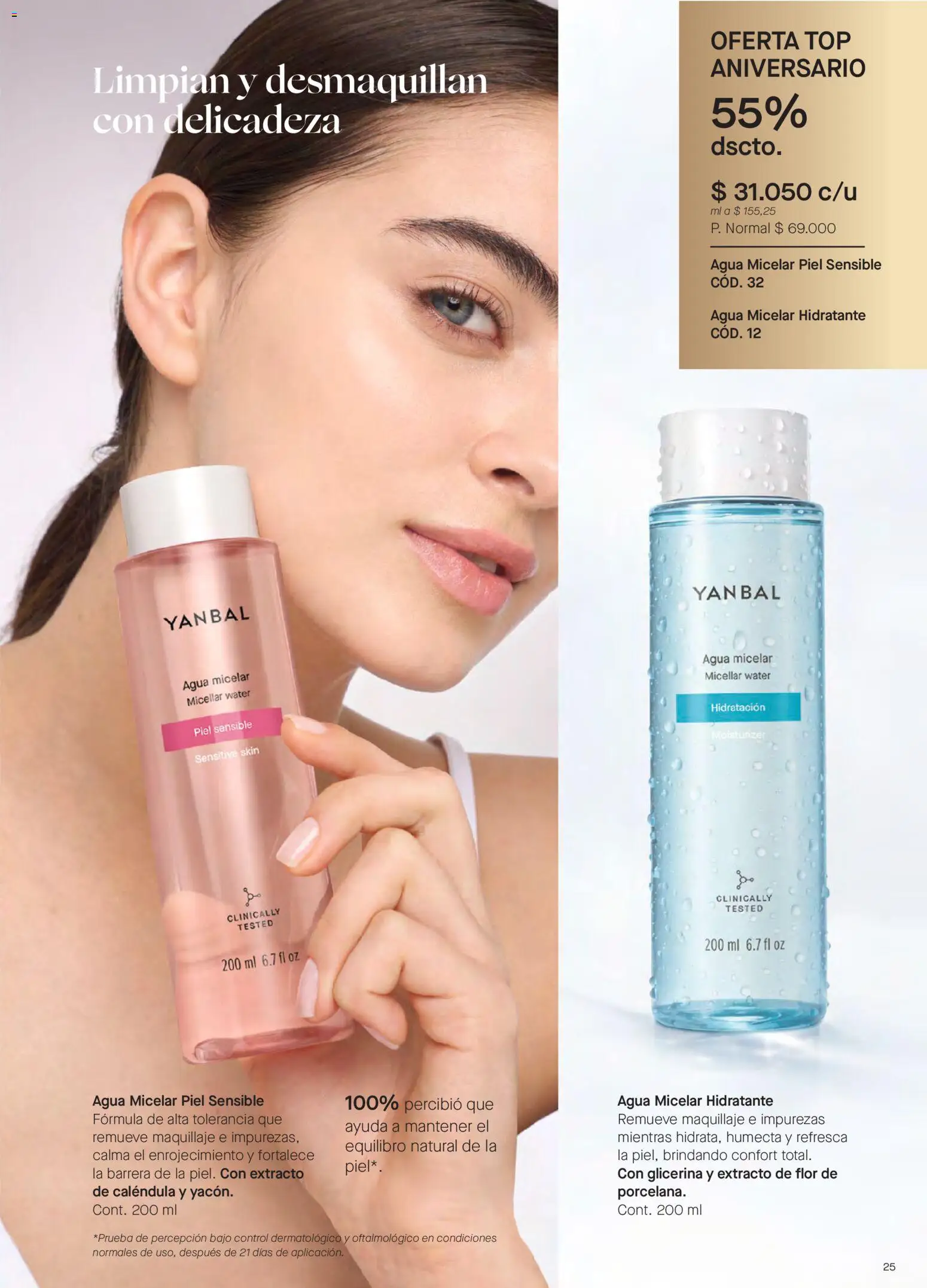 Yanbal revista - valida desde el 20/06/2026 | Página: 25 | Productos: Agua, Agua micelar, Top, Maquillaje