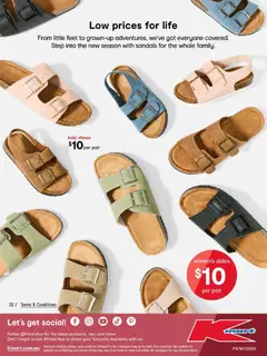 Preview of Kmart catalogue Low Prices For Life - valid from 01/10/2026 | Page: 32 | Products: Slides, Sandals