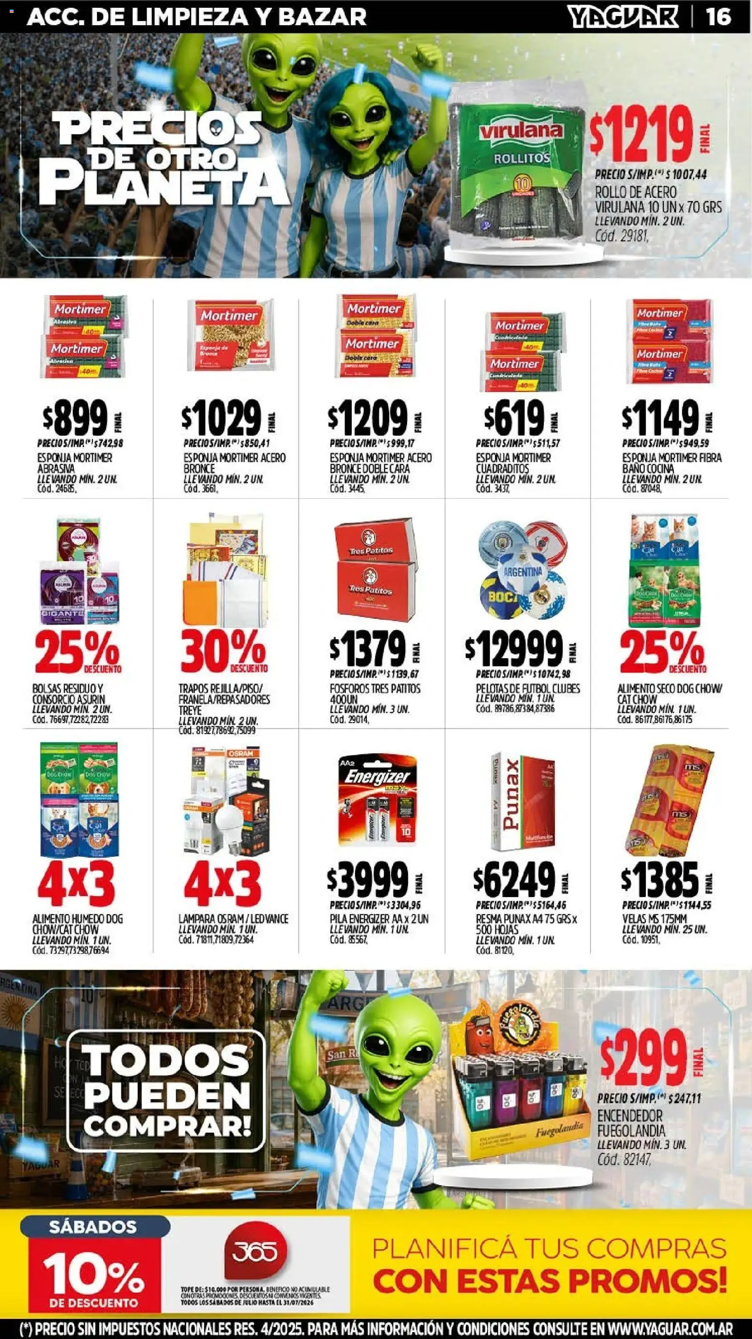 Yaguar - Oferta Semanal Jujuy │ válido desde el 06/07/2026 | Página: 16 | Productos: Fósforos, Pila, Baño, Lámpara