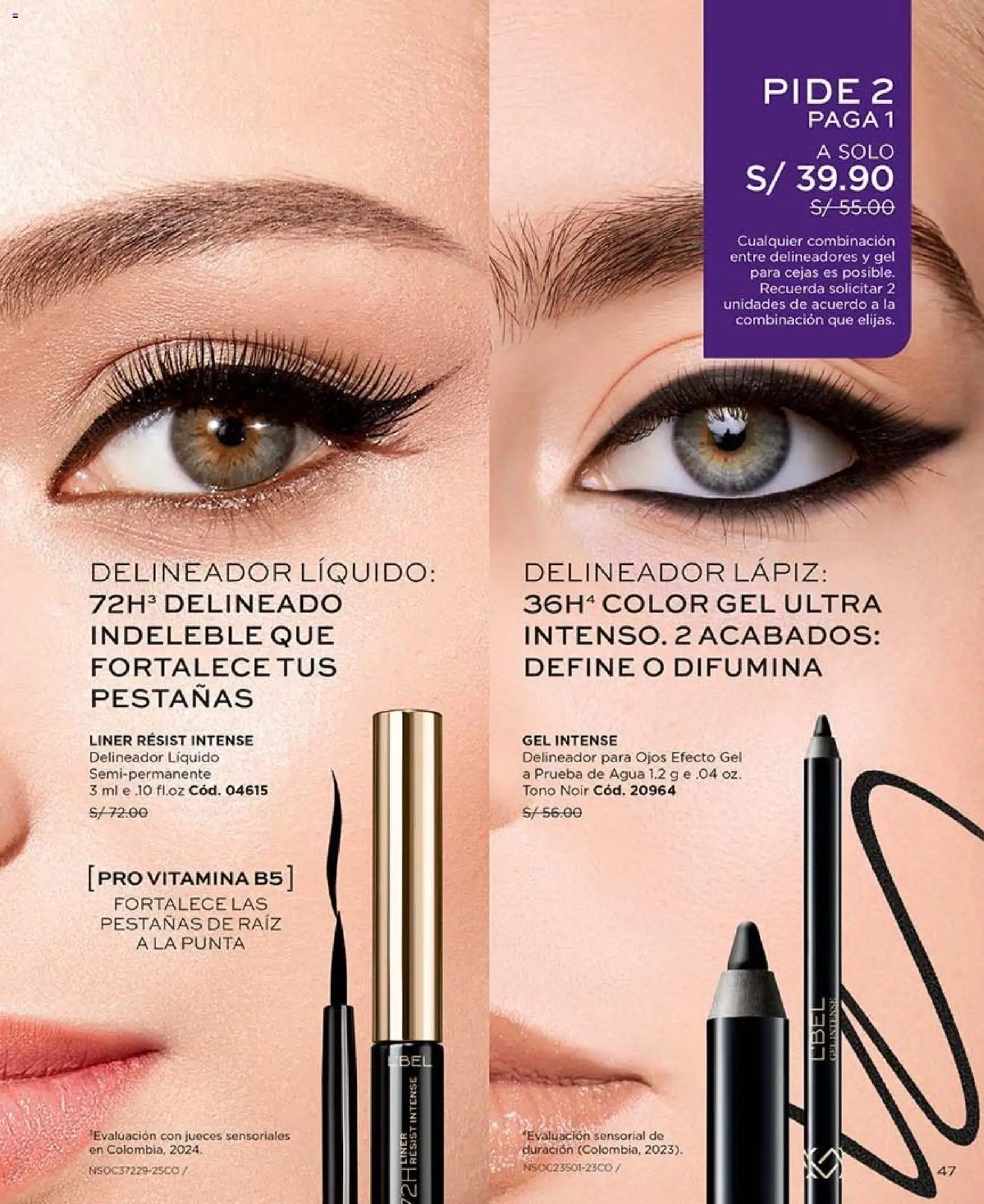 Catálogo L'Bel válido desde 03/10/2026 | Página: 47 | Productos: Delineador, Agua
