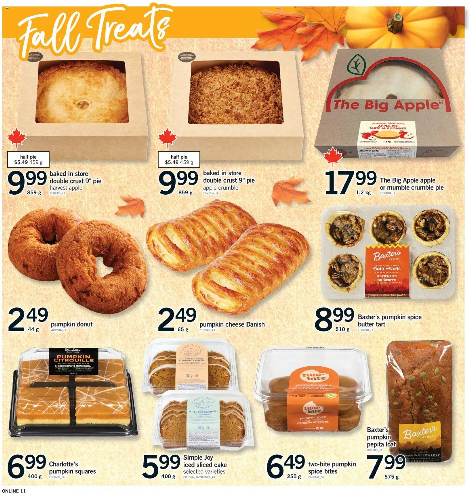 Fortinos flyer valid from Sep 24, 2026 | Page: 11 | Products: Bakery, Cake, Cheese, Pumpkin