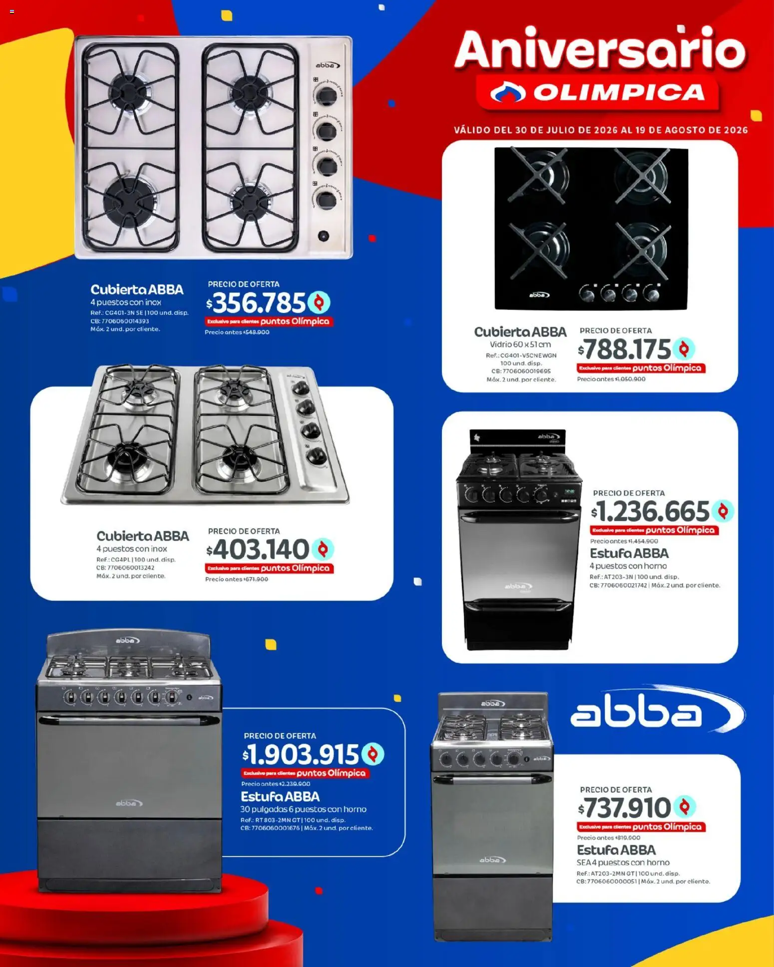 Olímpica revista - valida desde el 30/07/2026 | Página: 19 | Productos: Estufa, Horno