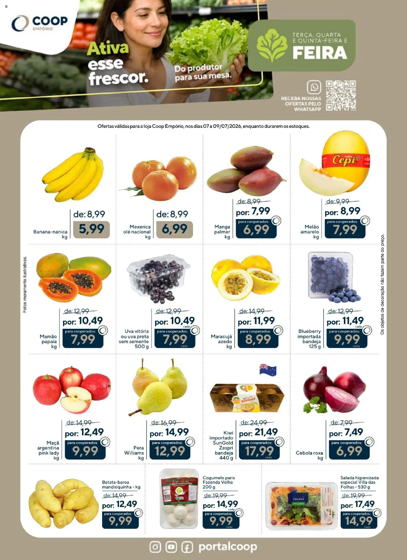 Coop Folheto - válido de 07/07/2026 | Página: 1 | Produtos: Maracujá, Melão, Mandioquinha, Mamão