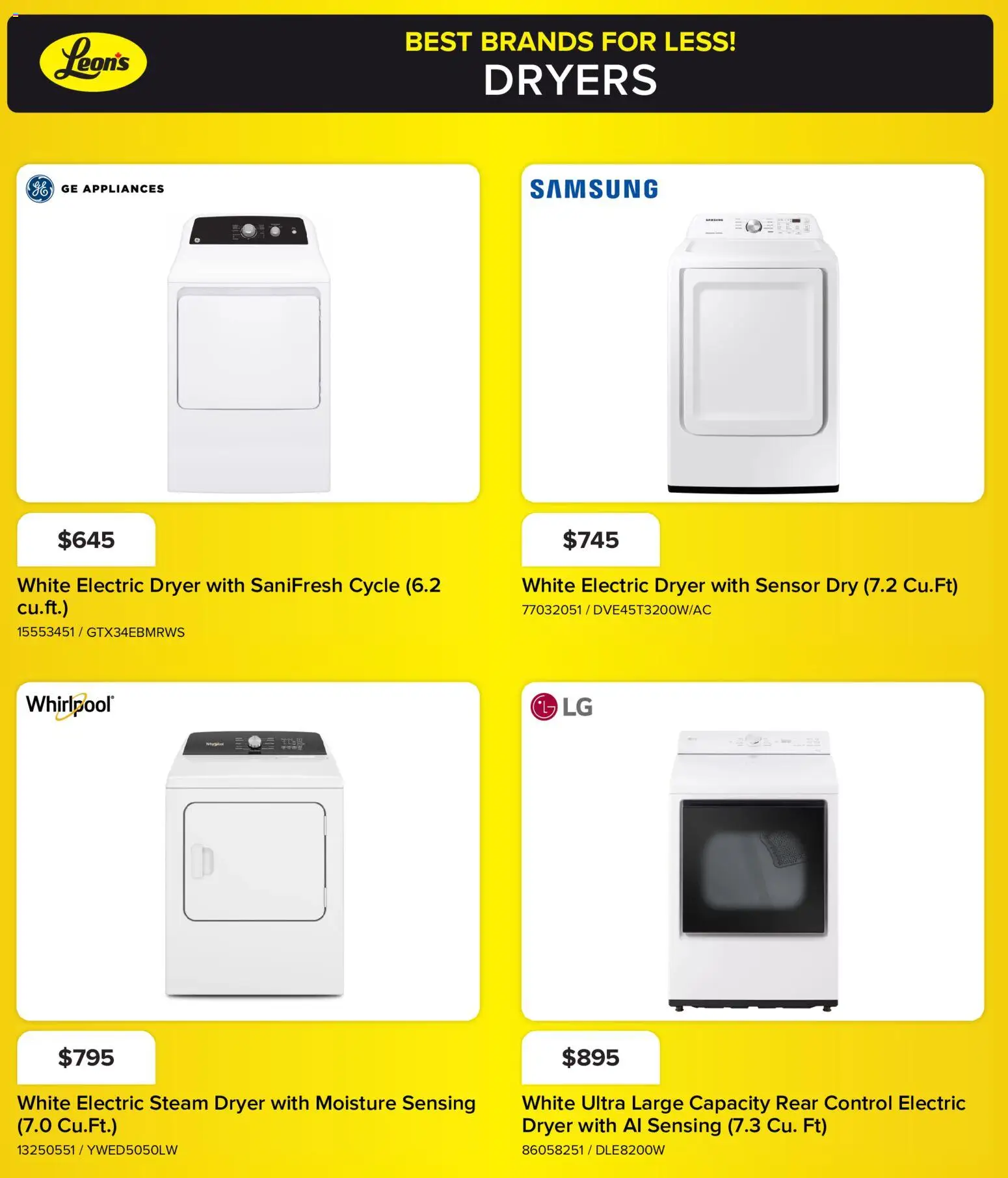 Leon's flyer valid from Oct 1, 2026 | Page: 12 | Products: Dryer