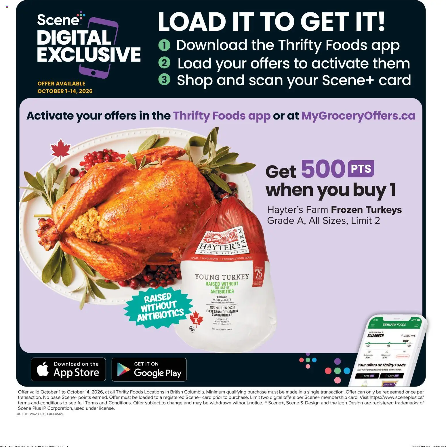 Thrifty Foods flyer valid from Oct 1, 2026 | Page: 14 | Products: Water, Turkey