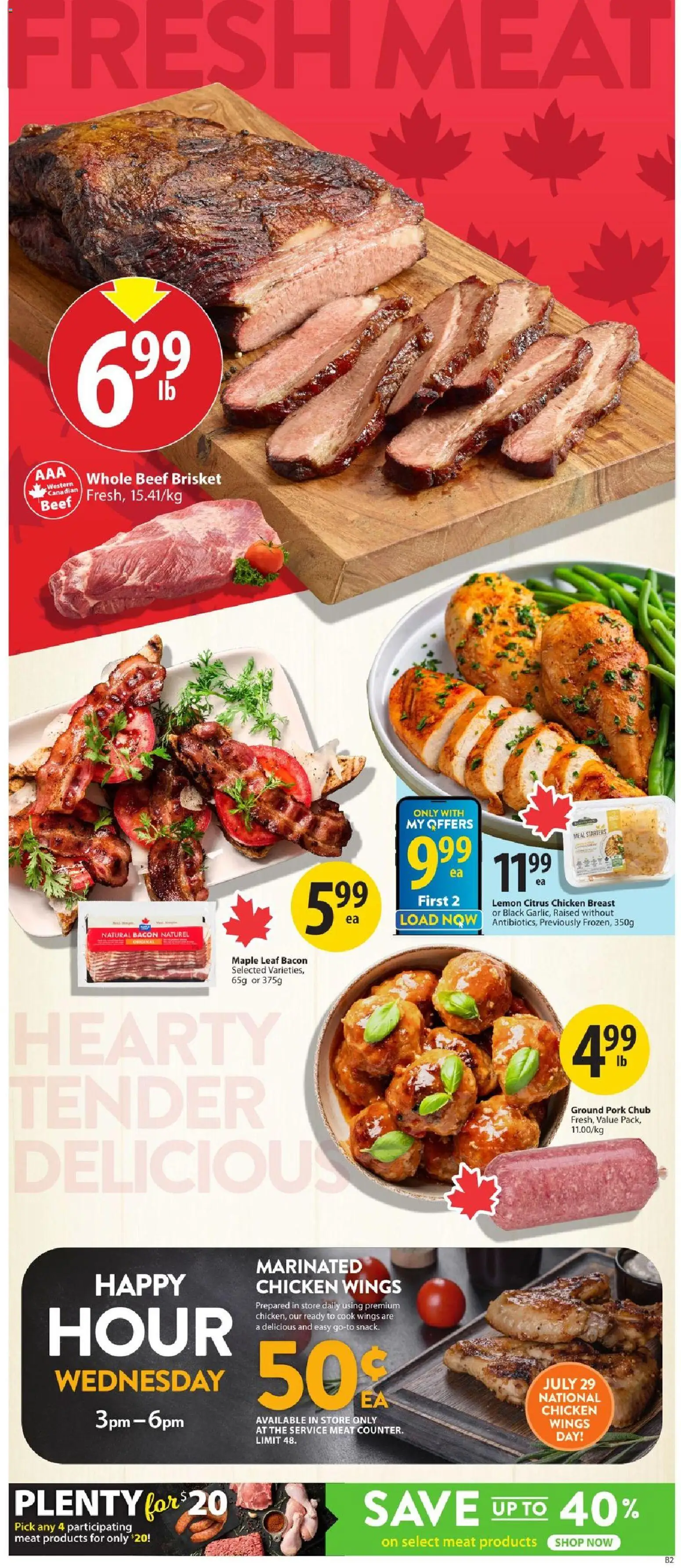 Save on foods flyer valid from Jul 23, 2026 | Page: 8 | Products: Citrus, Chicken breast, Chicken, Pork
