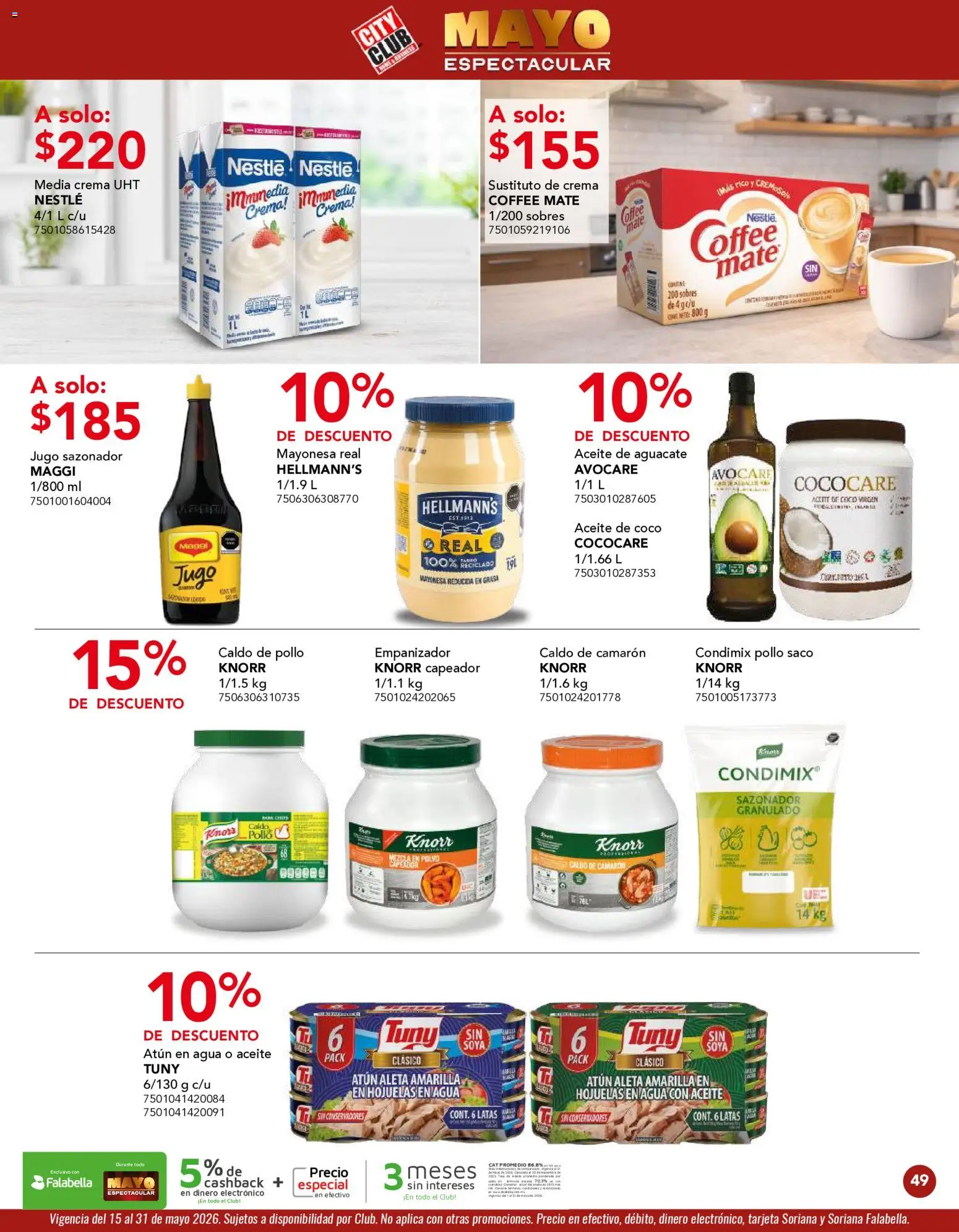 Nuevas ofertas de City Club válidas en toda la República Mexicana desde el 01.05.2026. ¡Encuentra las mejores ofertas en City Club catálogo! | Página: 49 | Productos: Pollo, Mayonesa, Crema, Polvo