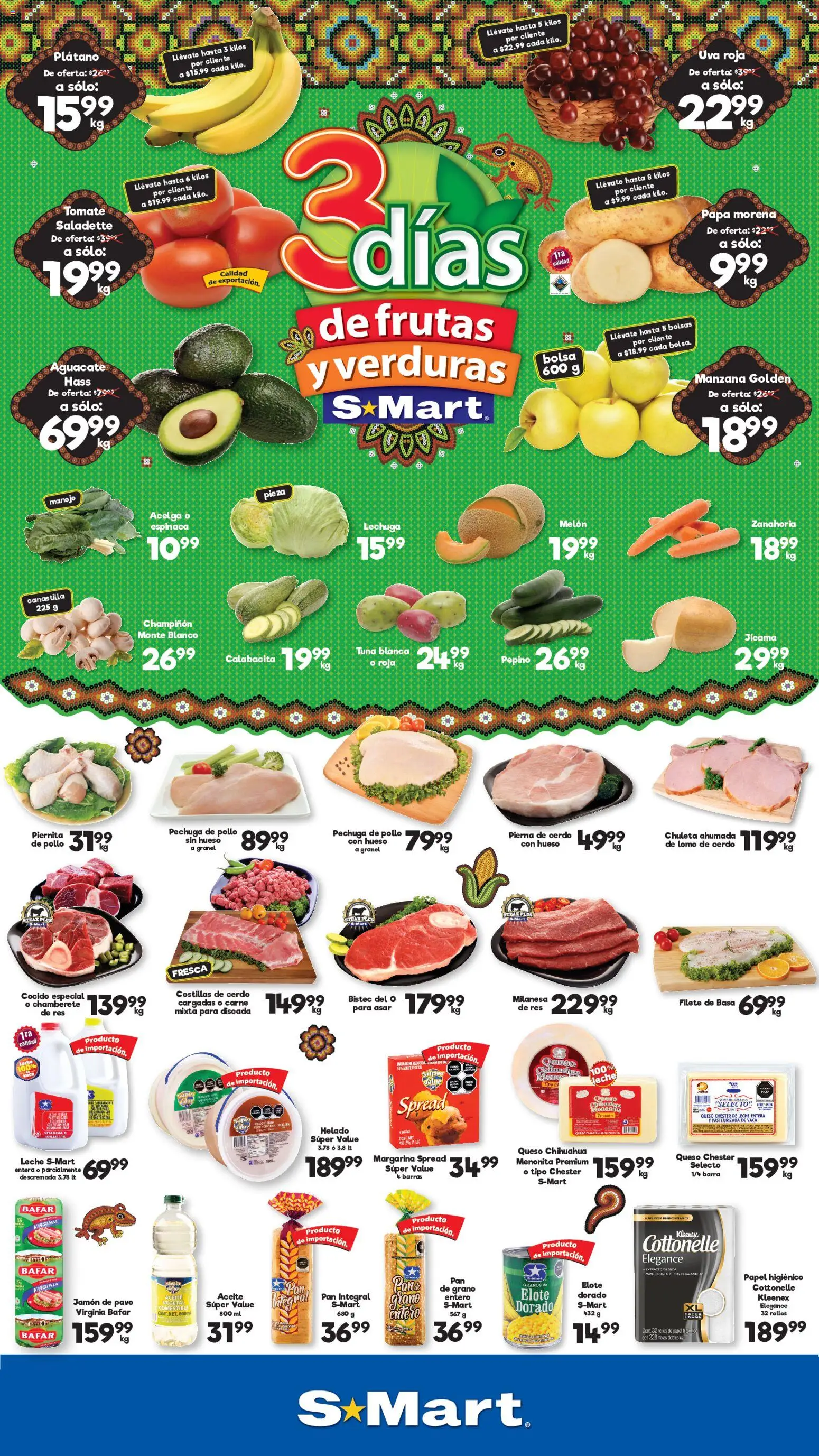 Nuevas ofertas de S-Mart válidas en toda la República Mexicana desde el 01/09/2026. ¡Encuentra las mejores ofertas en S-Mart folleto Matamoros! | Página: 1 | Productos: Papa, Bolsa, Leche, Verduras