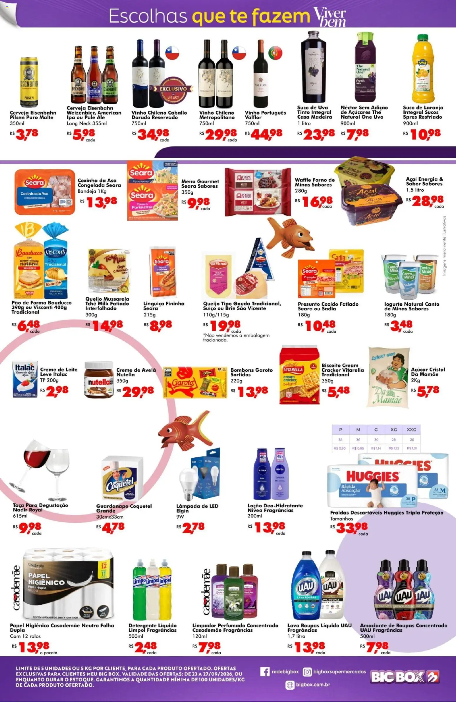 Big Box Folheto - válido de 23/09/2026 | Página: 2 | Produtos: Linguiça, Leite, Bandeja, Papel higiênico