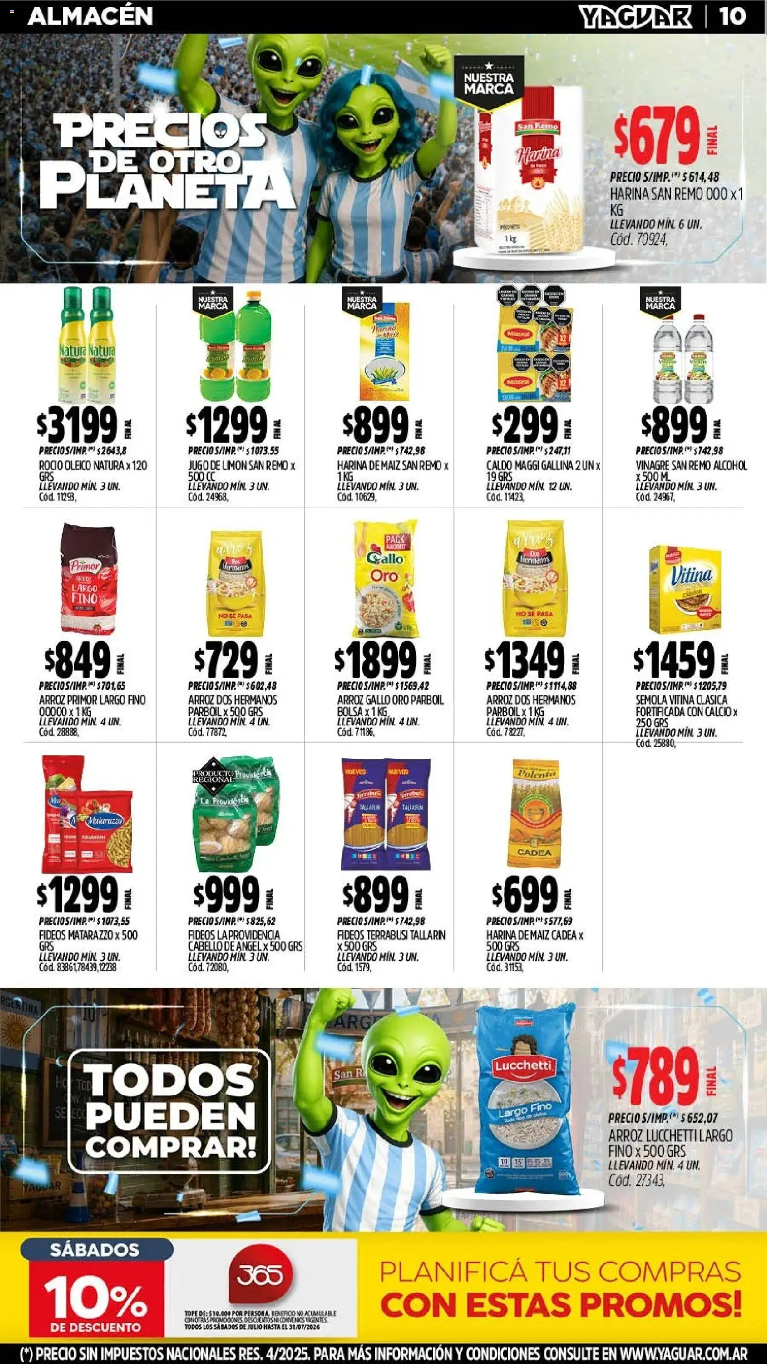 Yaguar - Oferta Semanal San Juan │ válido desde el 13/07/2026 | Página: 11 | Productos: Harina, Jugo, Arroz, Fideos