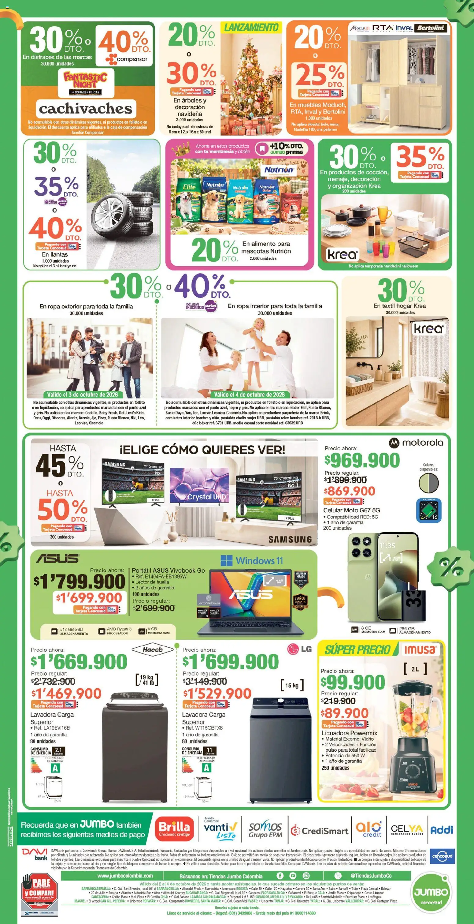 Jumbo revista - valida desde el 02/10/2026 | Página: 8 | Productos: Banco, Licuadora, Mesa, Decoración