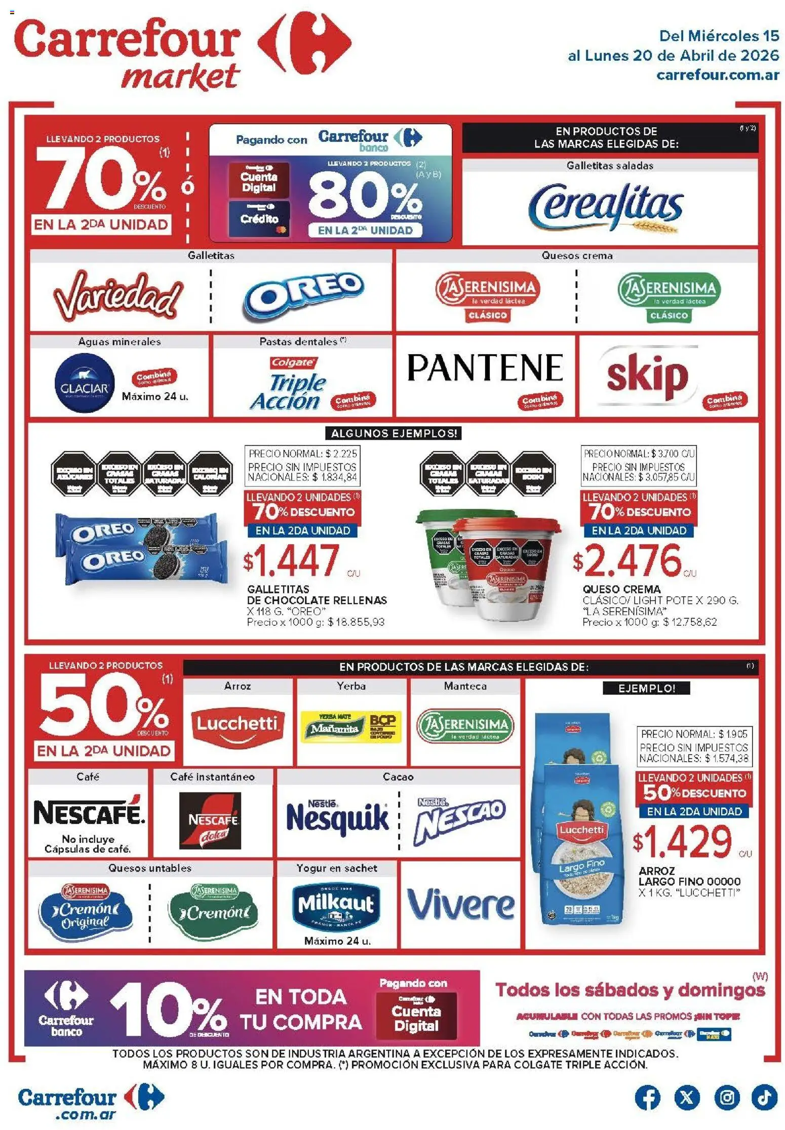 Carrefour Market - Market Paraná y Concordia │ válido desde el 15.04.2026 | Página: 1 | Productos: Galletitas, Yerba, Manteca, Queso
