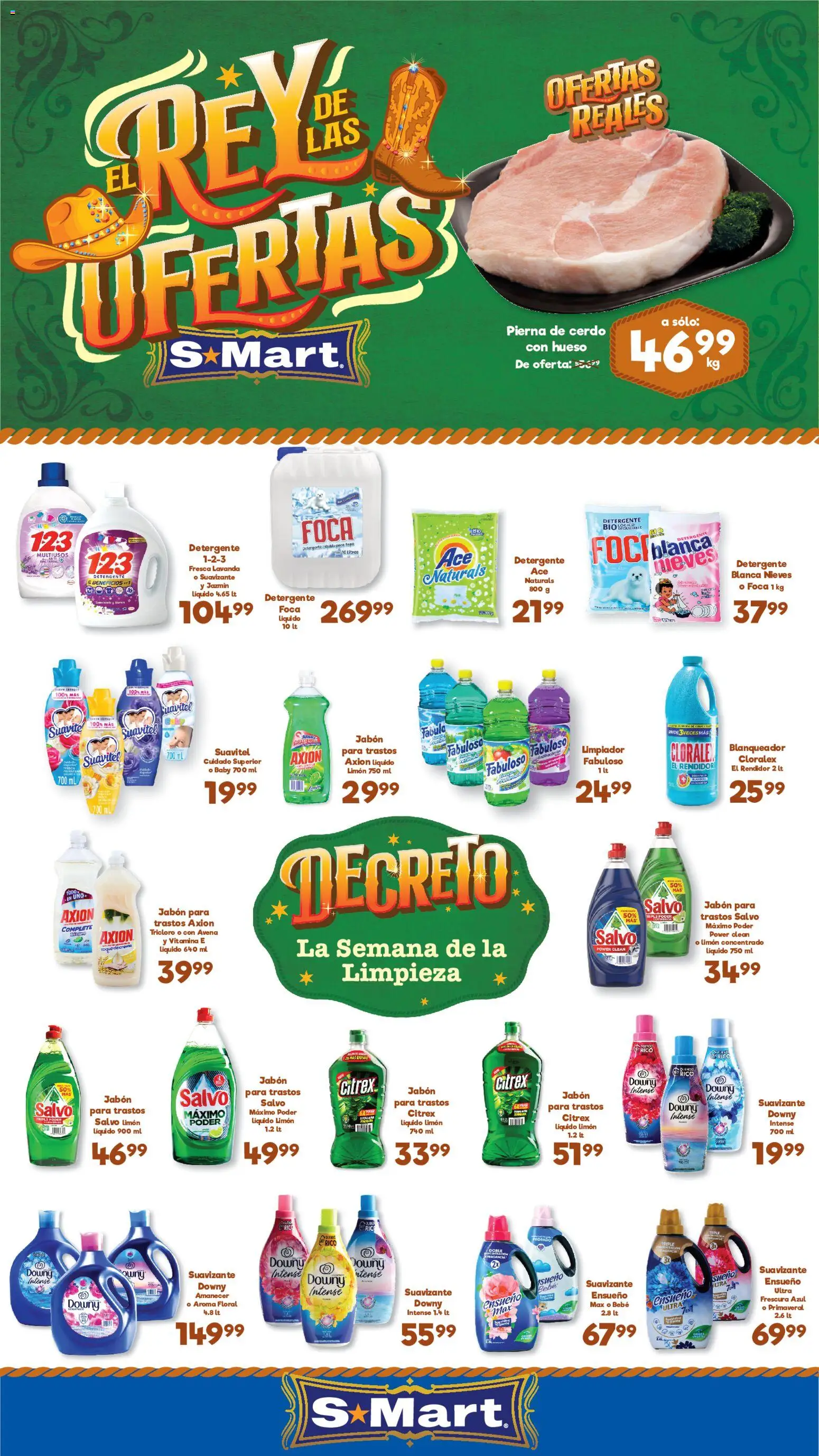 Nuevas ofertas de S-Mart válidas en toda la República Mexicana desde el 30/06/2026. ¡Encuentra las mejores ofertas en S-Mart folleto Ofertas de feria Chihuahua! | Página: 1 | Productos: Crema, Limón, Cerdo, Limpiador