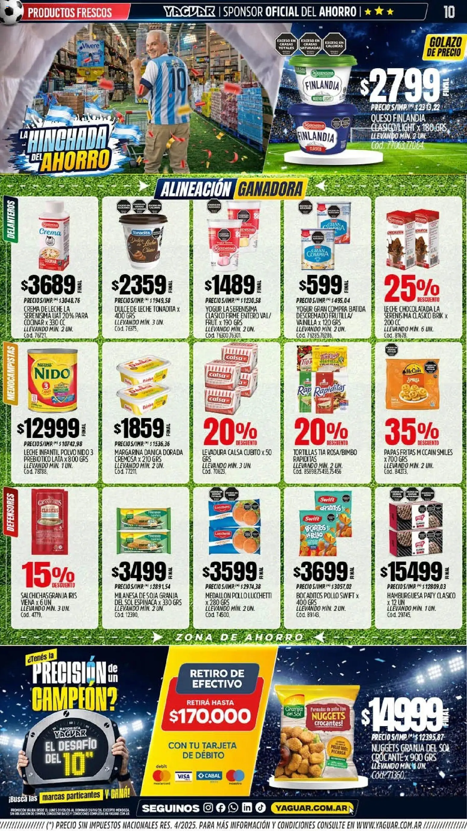 Yaguar - Oferta Semanal Mendoza │ válido desde el 01.06.2026 | Página: 9 | Productos: Yogur, Chocolatada, Espinaca, Margarina